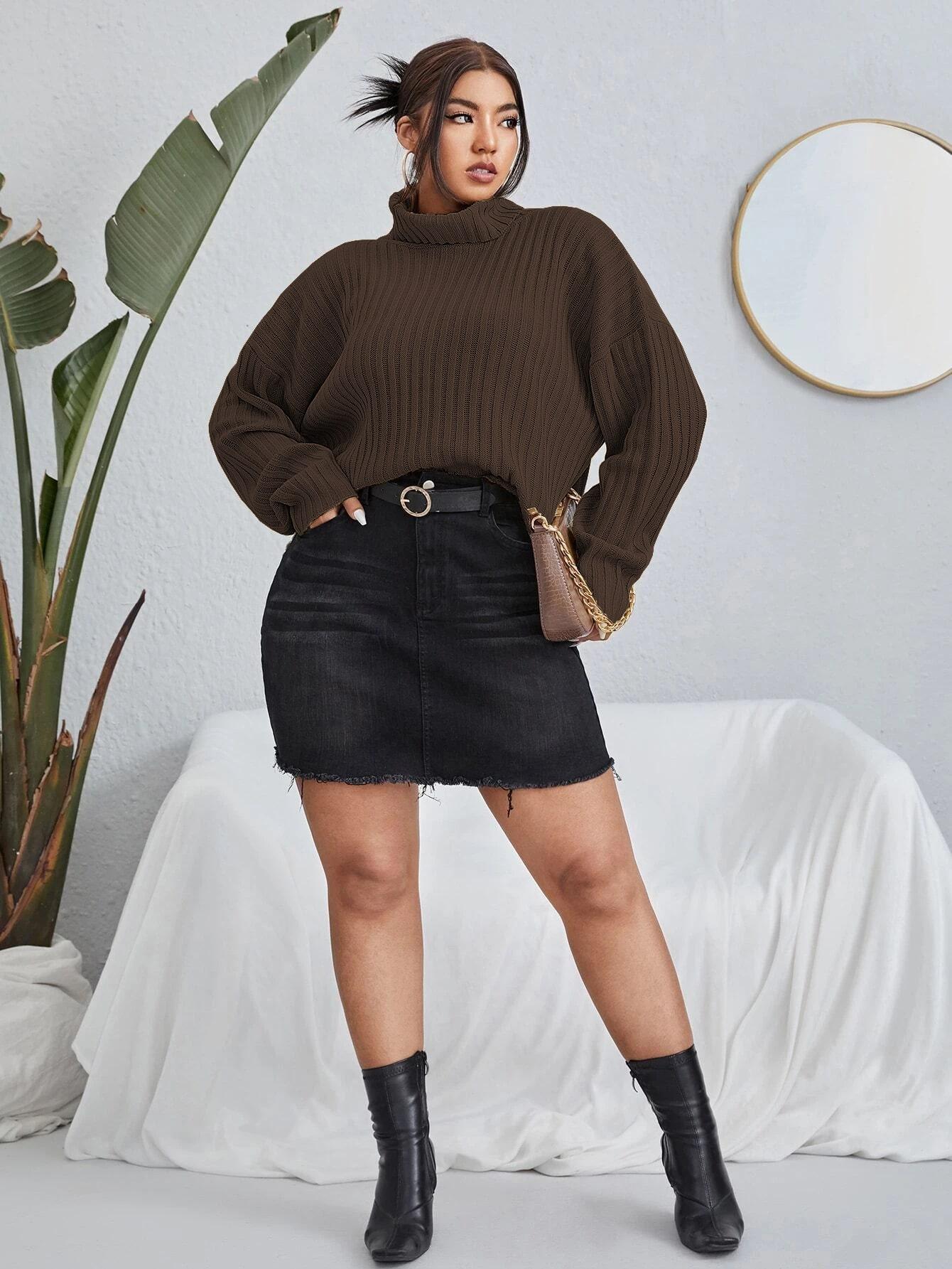 SHEIN BRĄZOWY SWETER GOLF S06__50