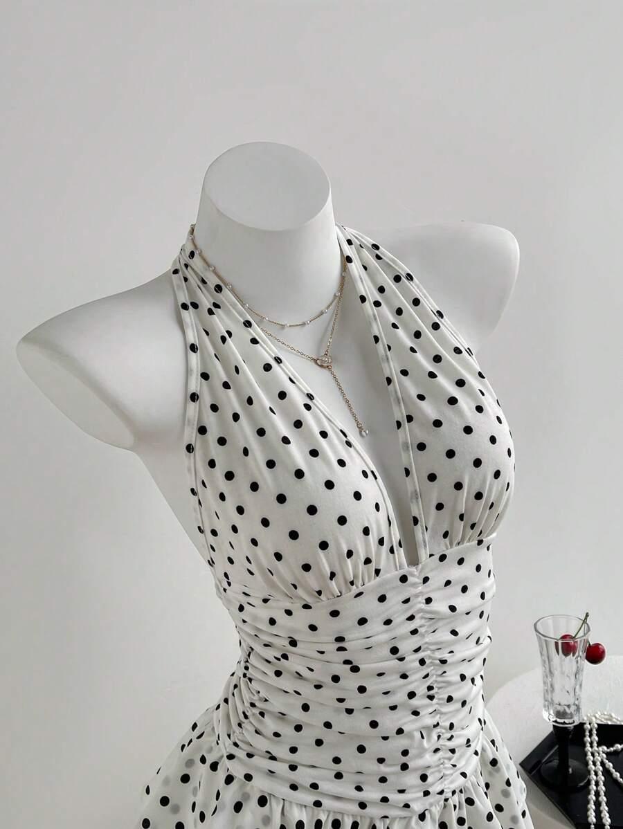 SHEIN BIAŁA MINI SUKIENKA GROSZKI S06__S