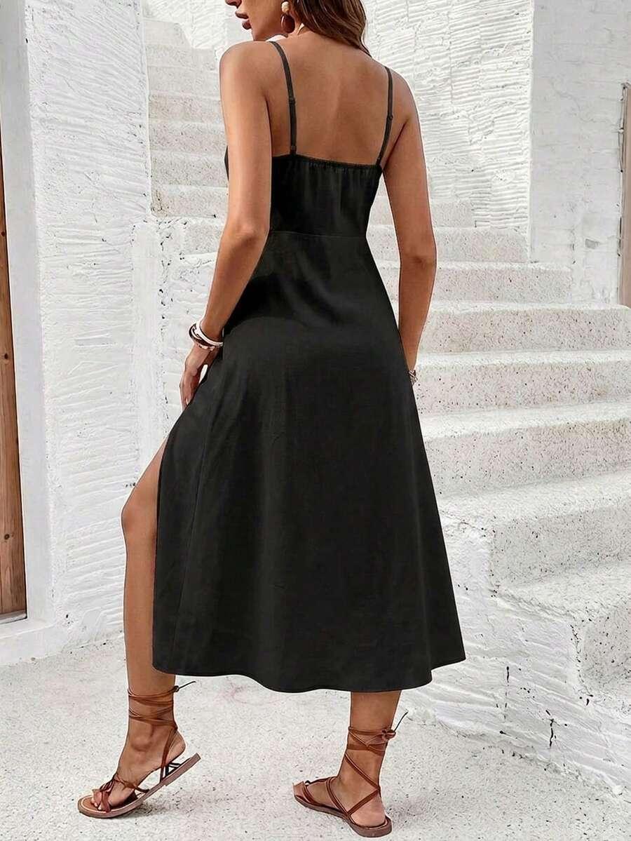SHEIN CZARNA SUKIENKA NA RAMIĄCZKACH S09__S