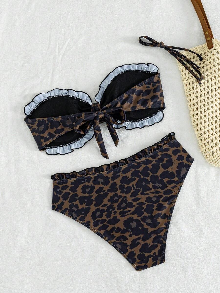 SHEIN DWUCZĘŚCIOWY STRÓJ KĄPIELOWY LEOPARD PRINT S09__XS