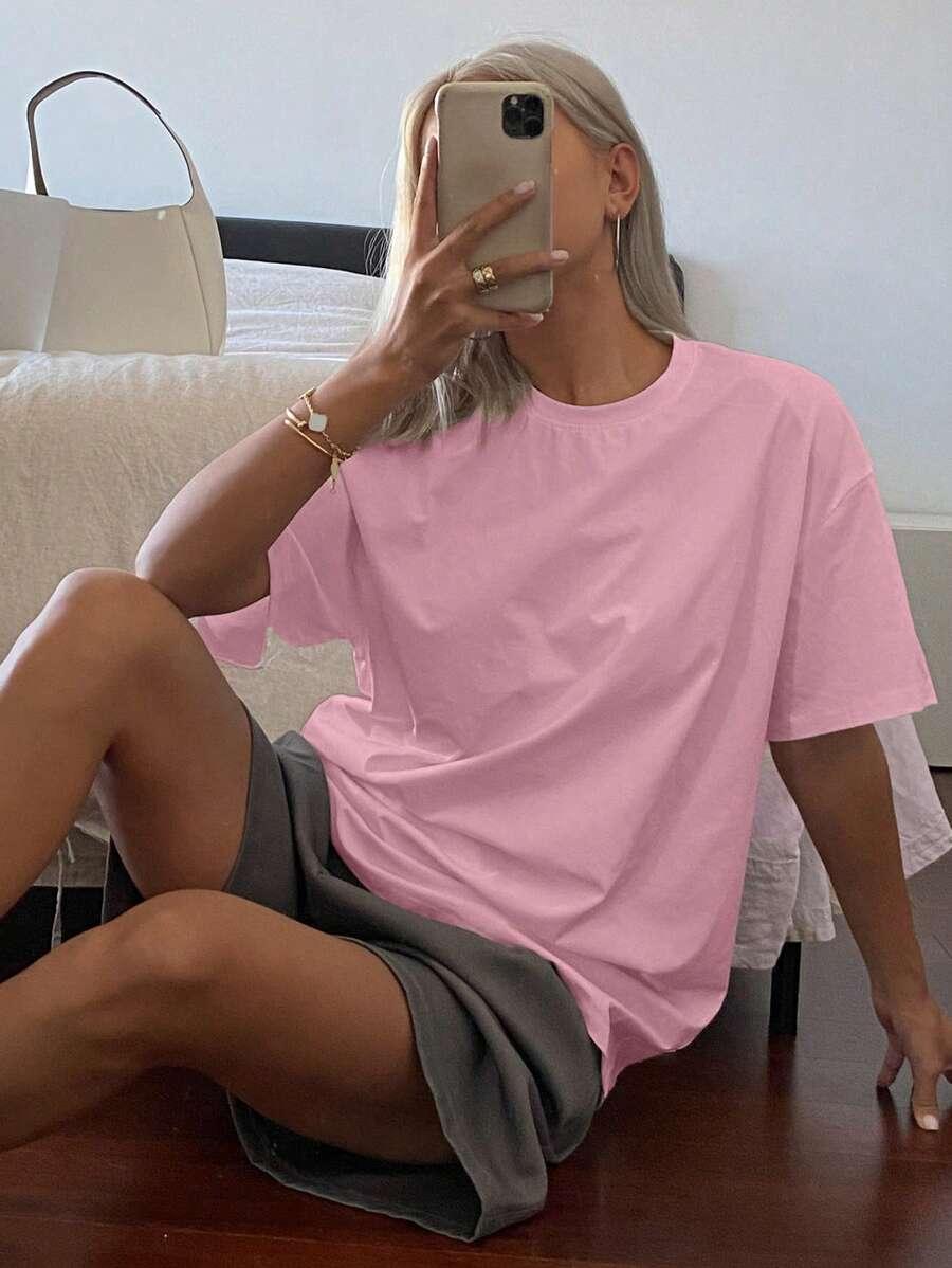 DAZY RÓŻOWY T-SHIRT BASIC S06__L