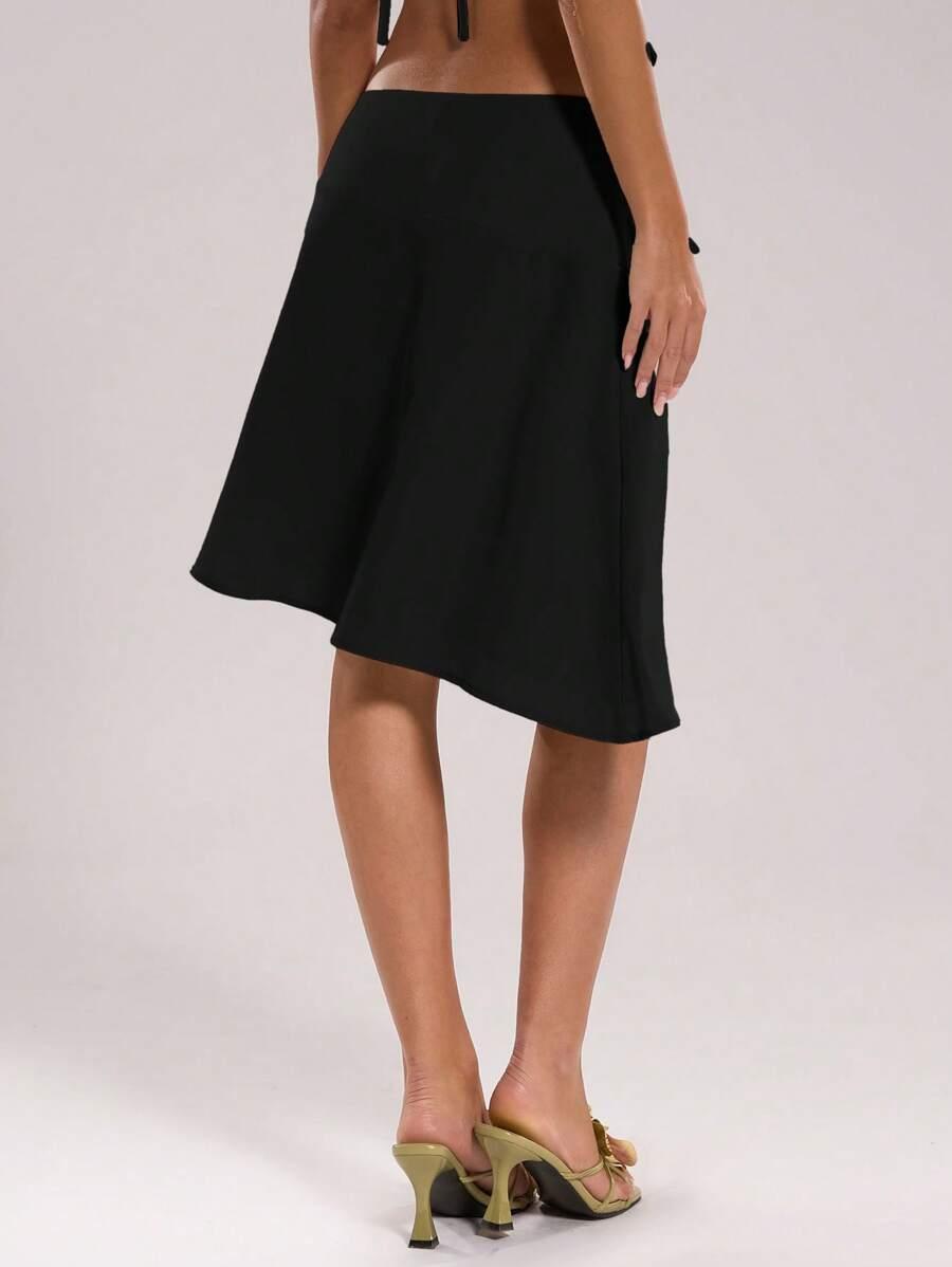 SHEIN CZARNA MIDI SPÓDNICA S06__S