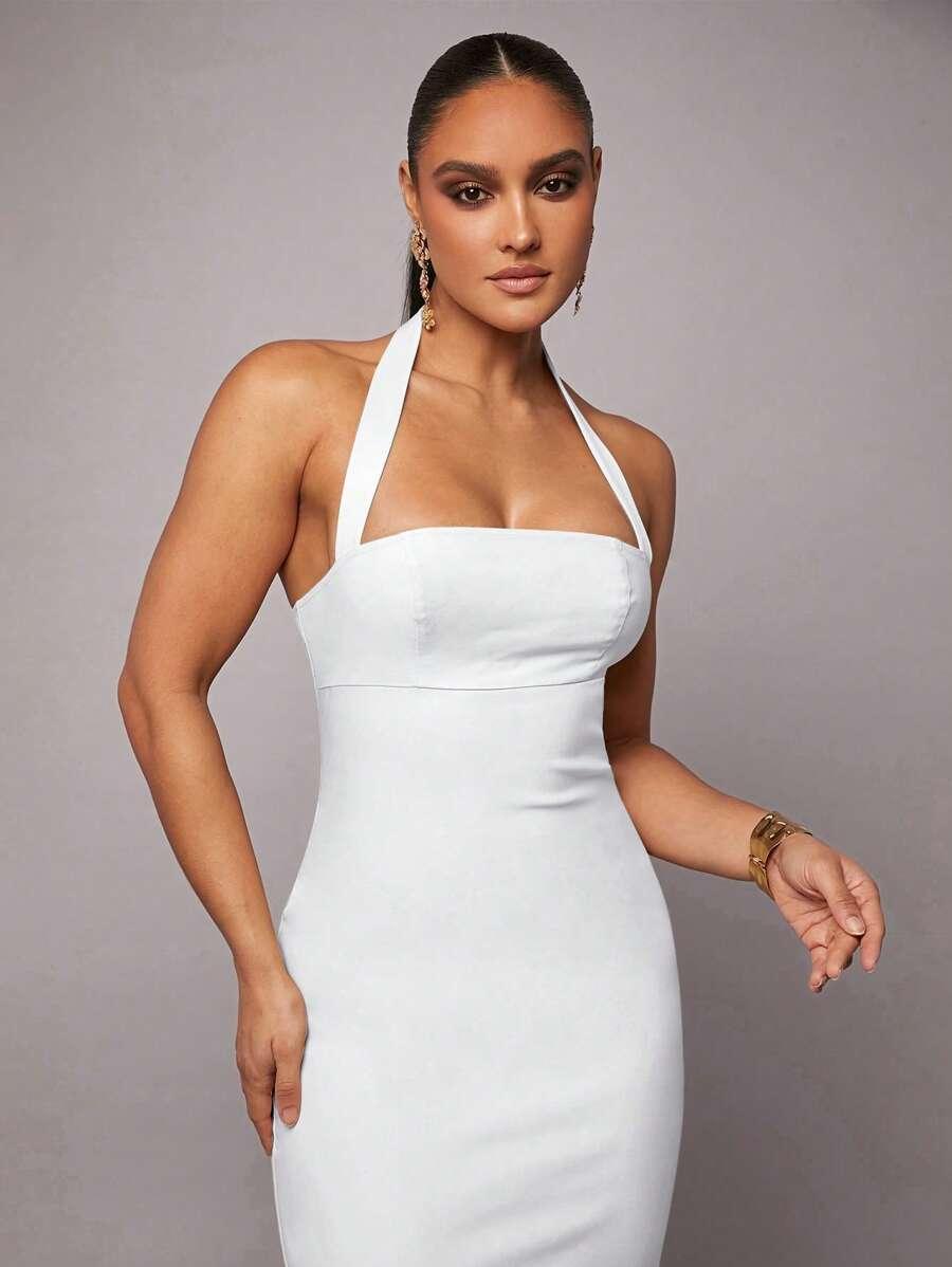 SILQUEE BIAŁA SUKIENKA MAXI S09__L