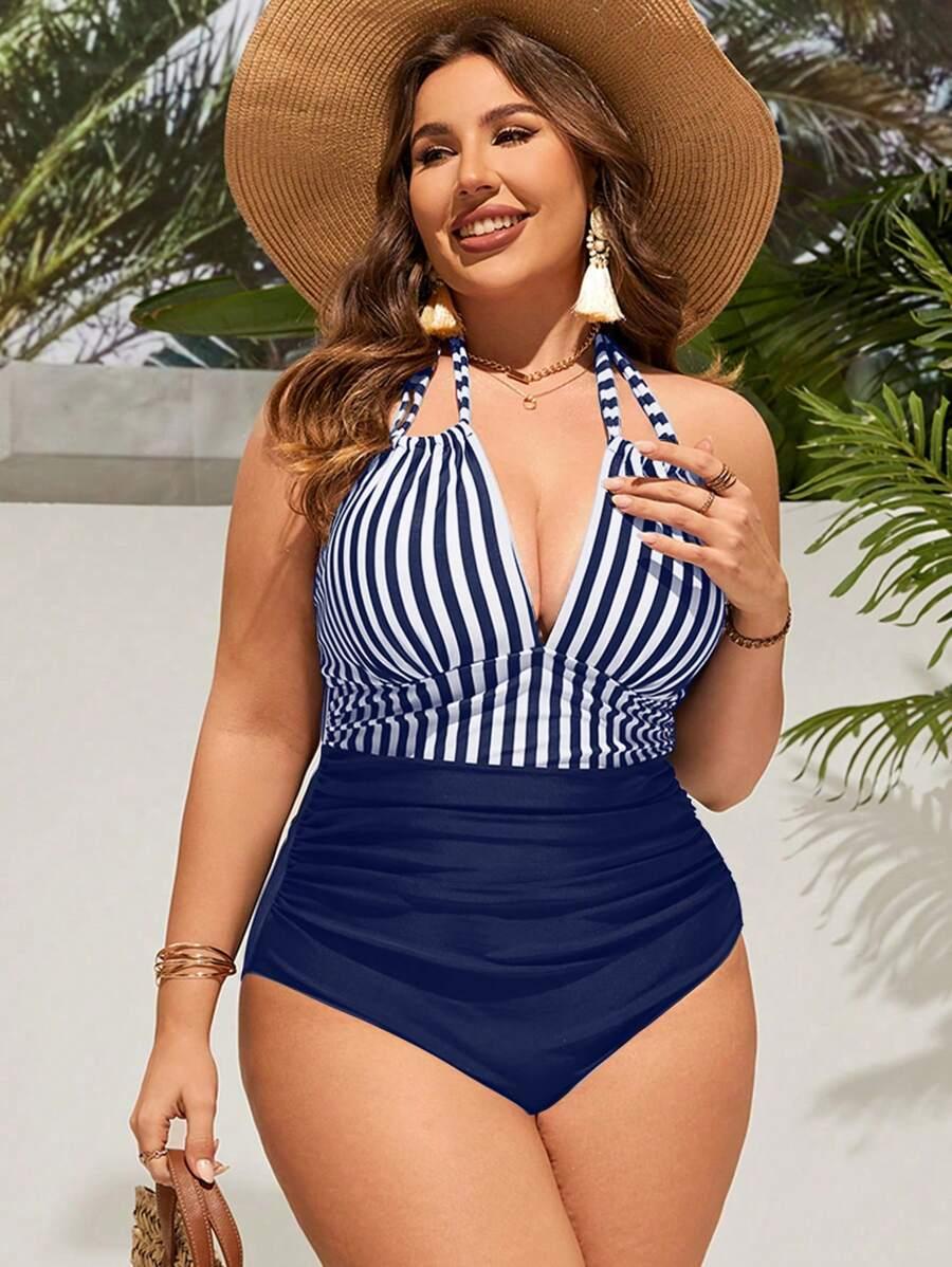 SHEIN GRANATOWY STRÓJ KĄPIELOWY S09__XXL