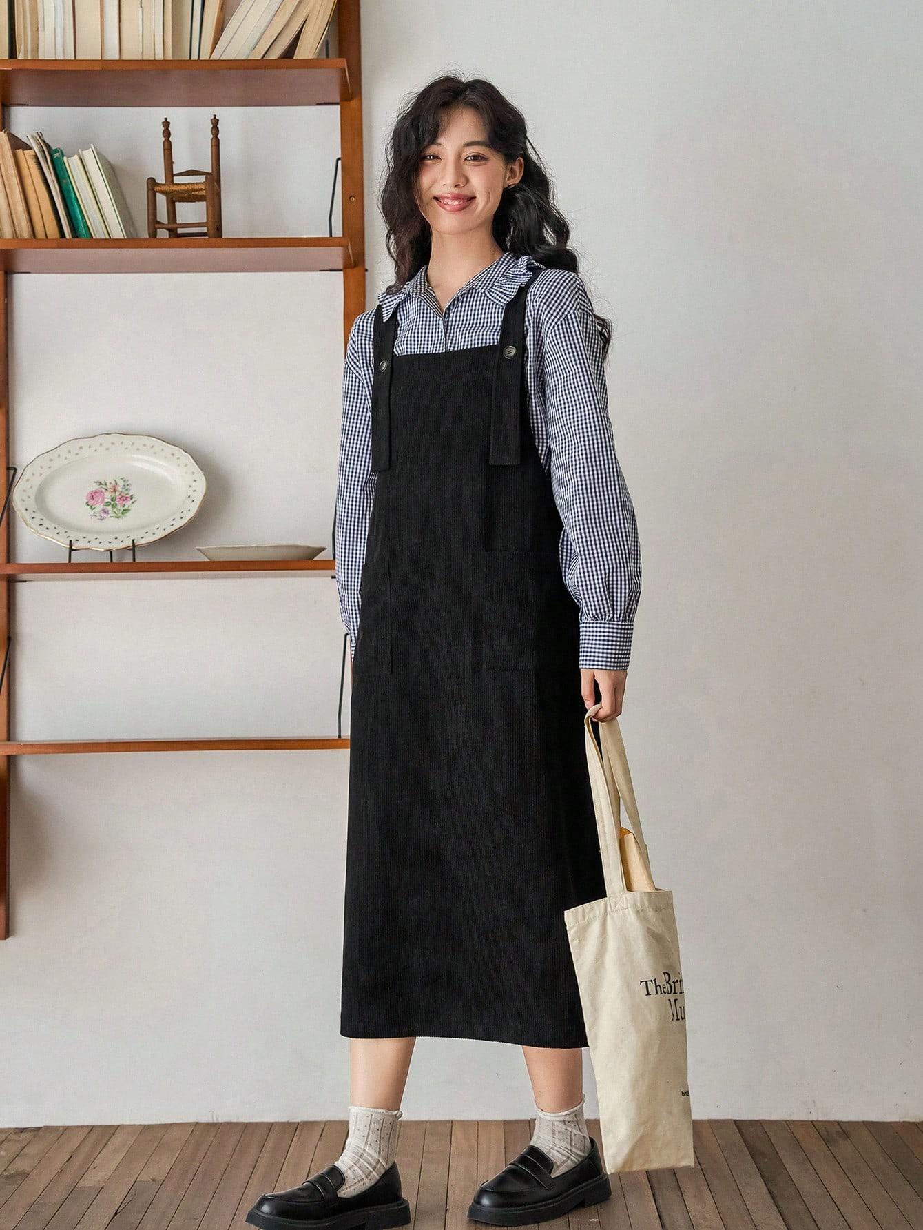 SHEIN SUKIENKA Z SZELKAMI S06__M