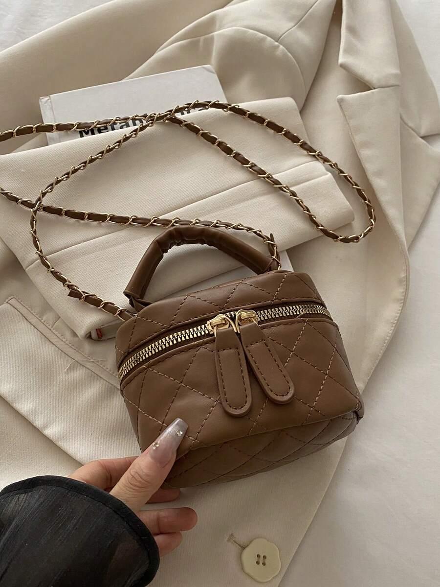 SHEIN BRĄZOWA TOREBKA ZAMEK S07__13,5X9X9,5CM
