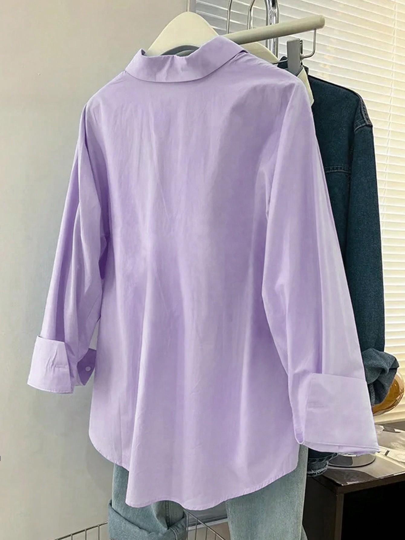 SHEIN FIOLETOWA KOSZULA GUZIKI DŁUGI RĘKAW PK01__48