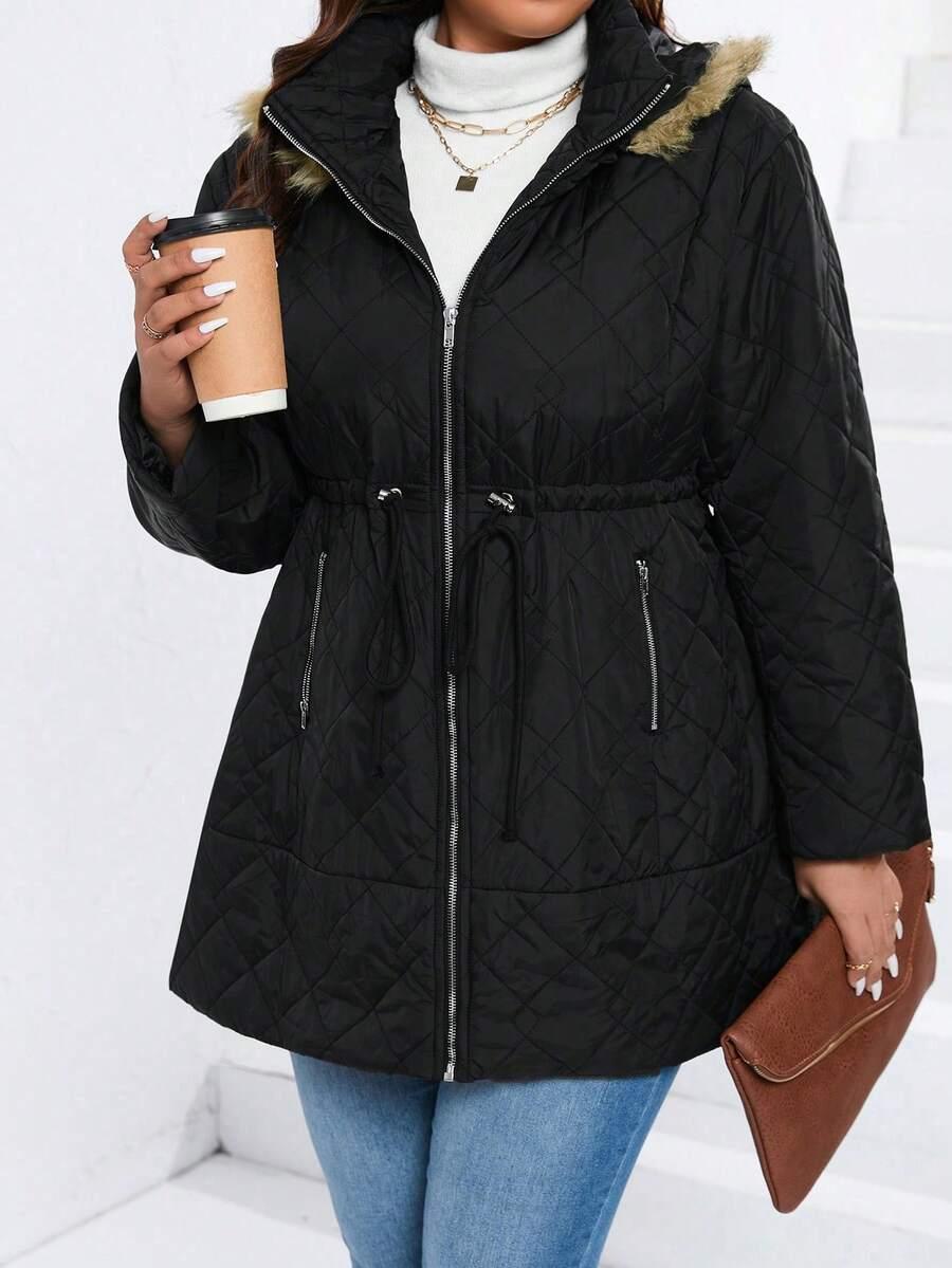 SHEIN CZARNA PIKOWANA KURTKA KAPTUR W01__XXL
