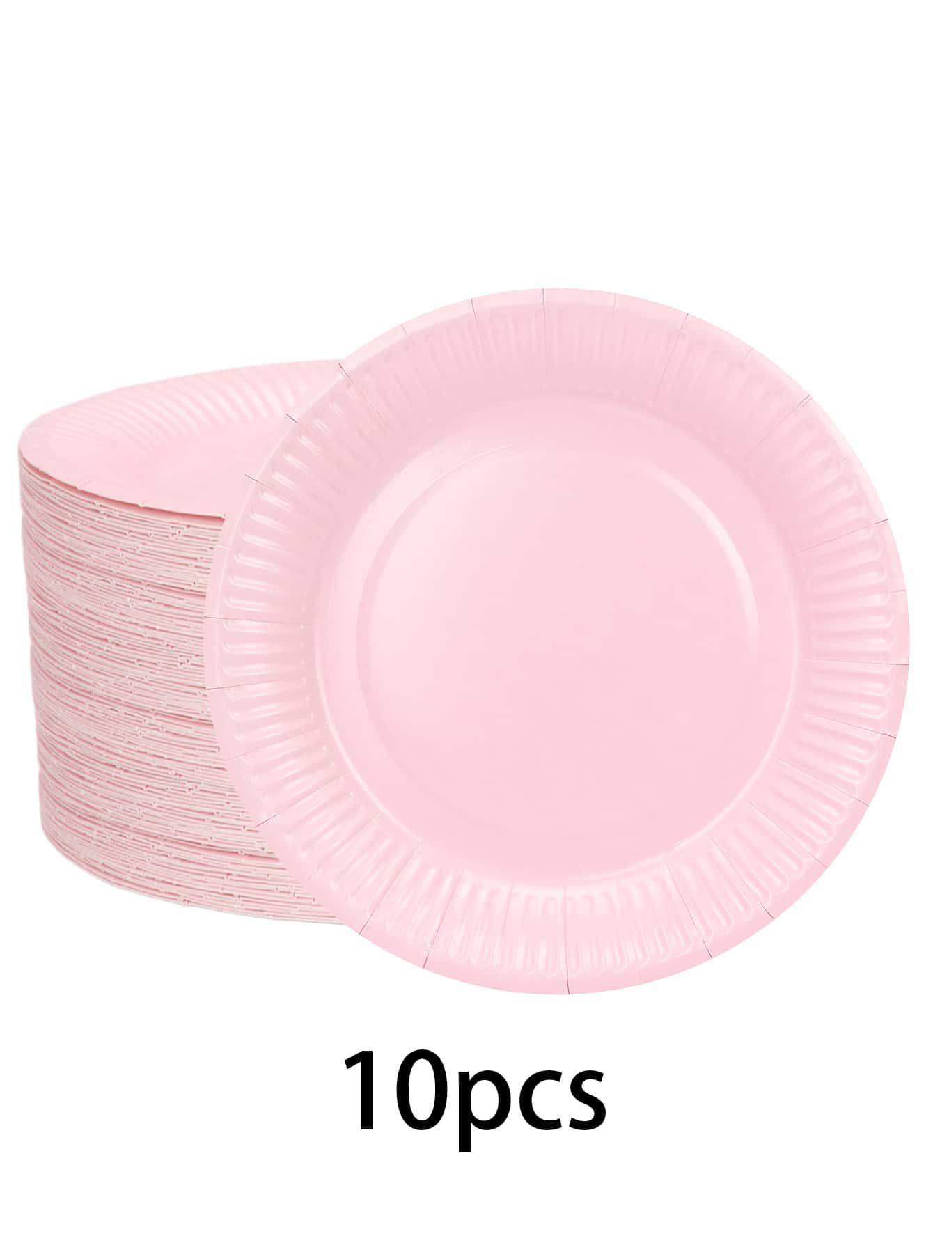 SHEIN RÓŻOWE JEDNORAZOWE TALERZE 10SZT S07__18CM