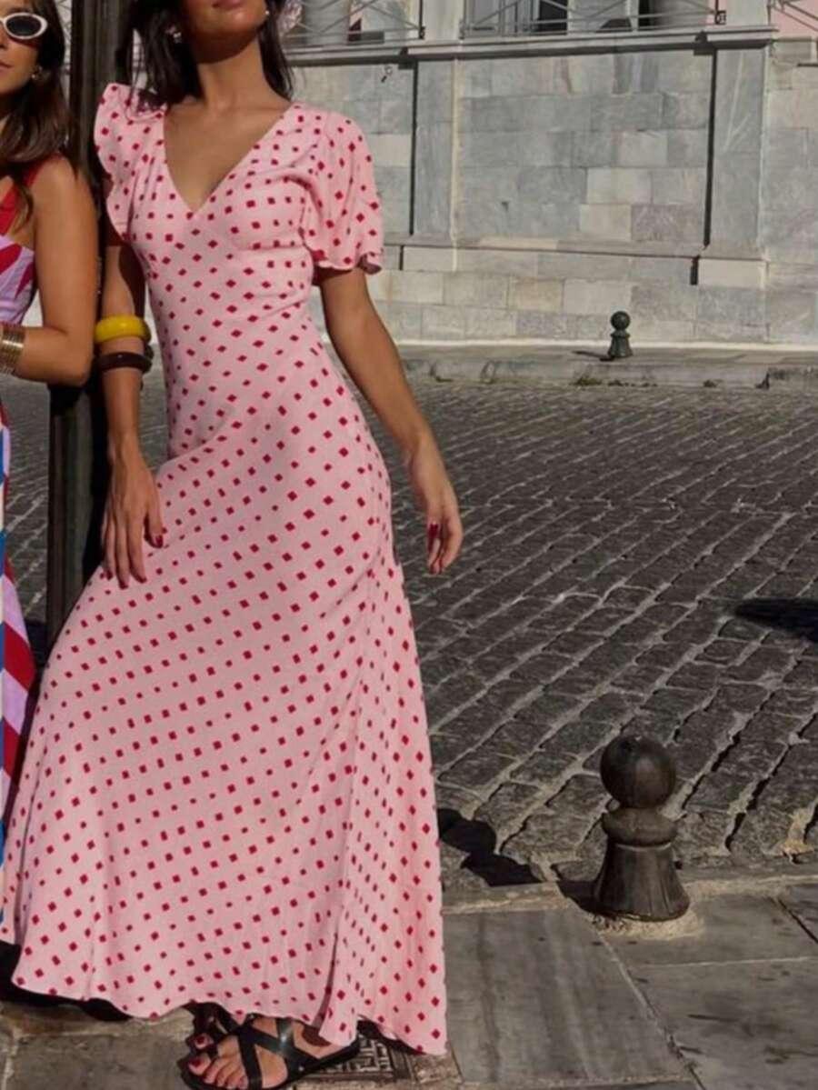 SHEIN MAXI SUKIENKA KRÓTKI RĘKAW PK01__XL