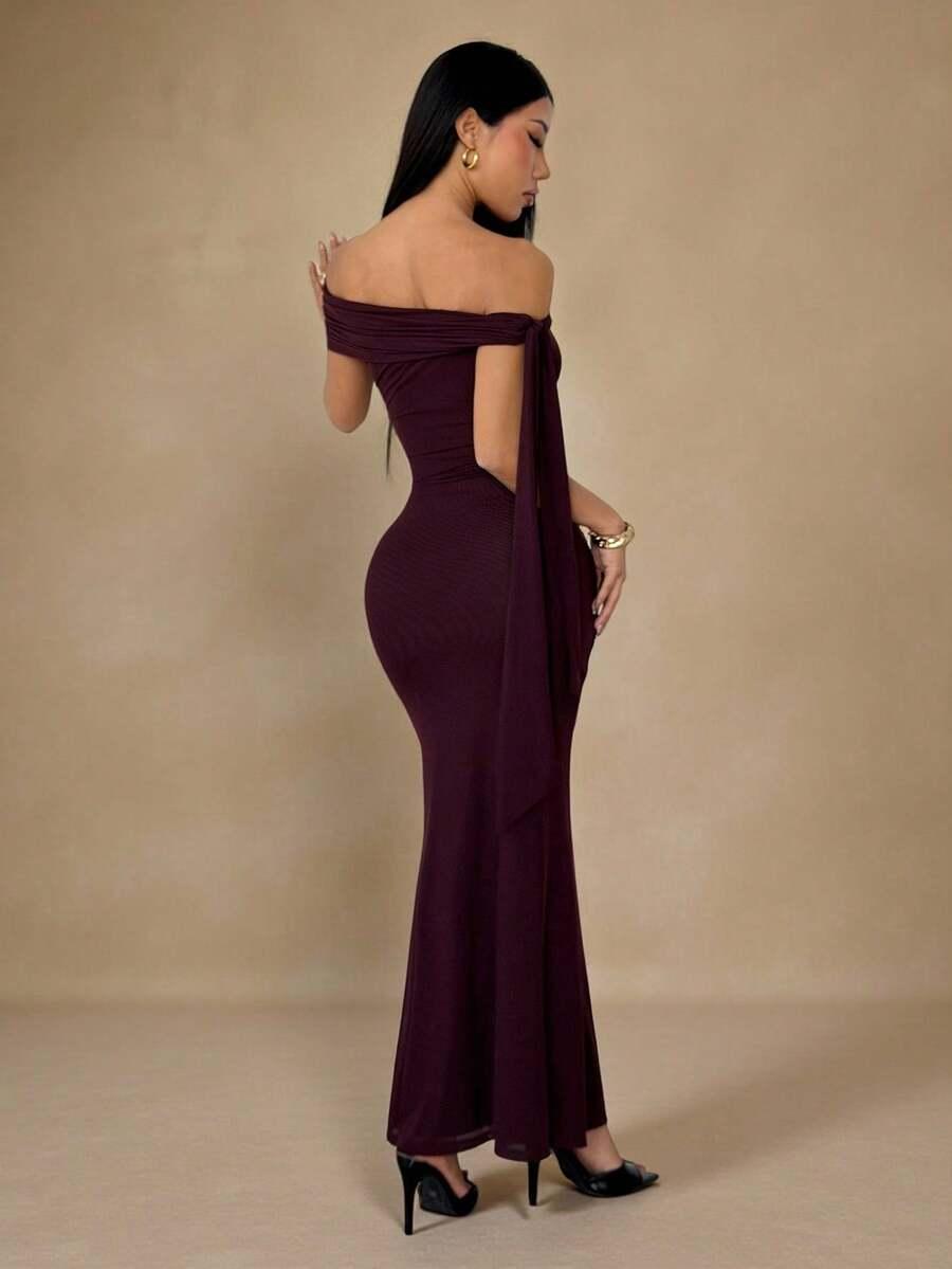 SHEIN BORDOWA MAXI SUKIENKA S06__S