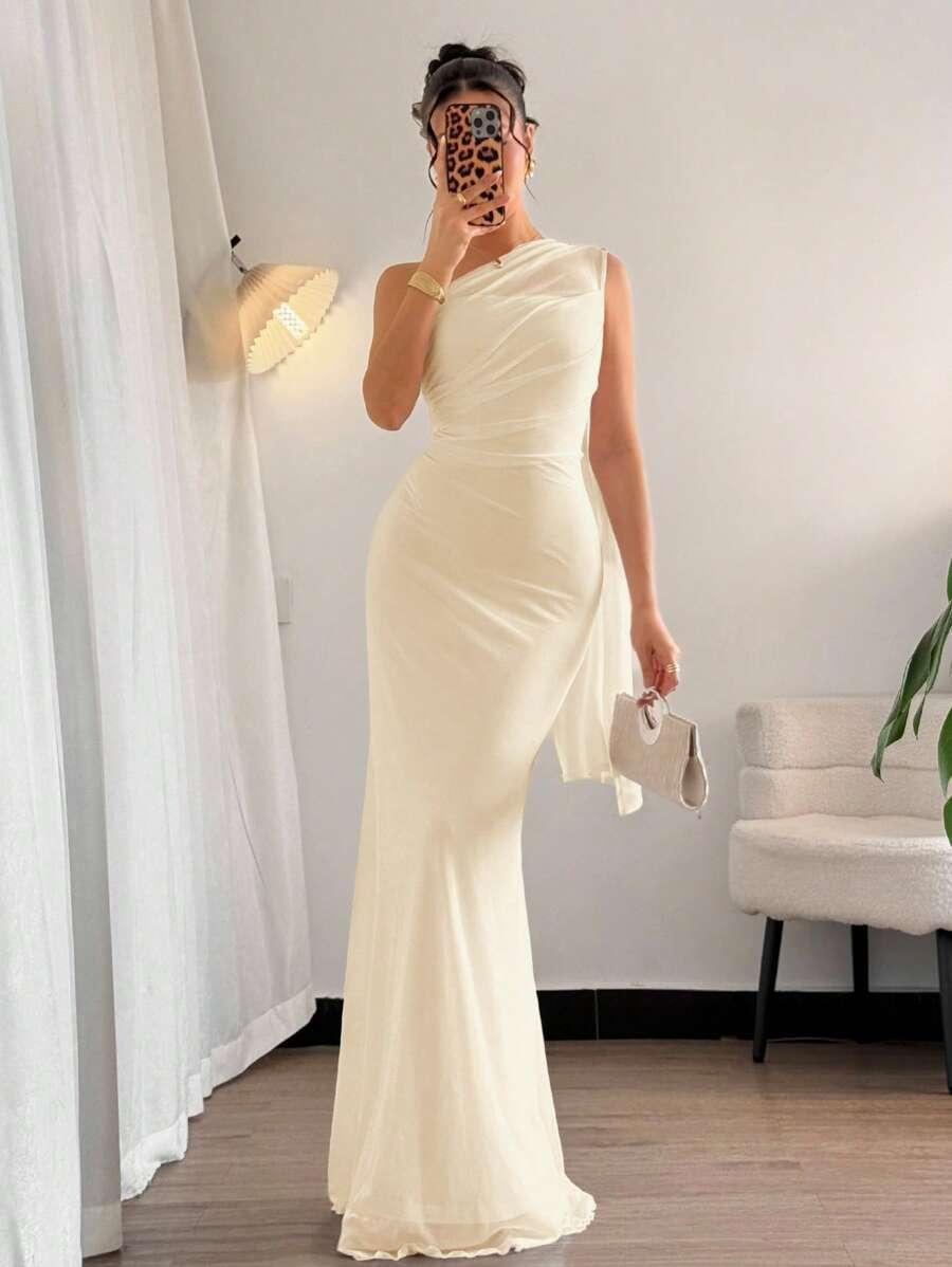 SHEIN BEŻOWA MAXI SUKIENKA S06__XS