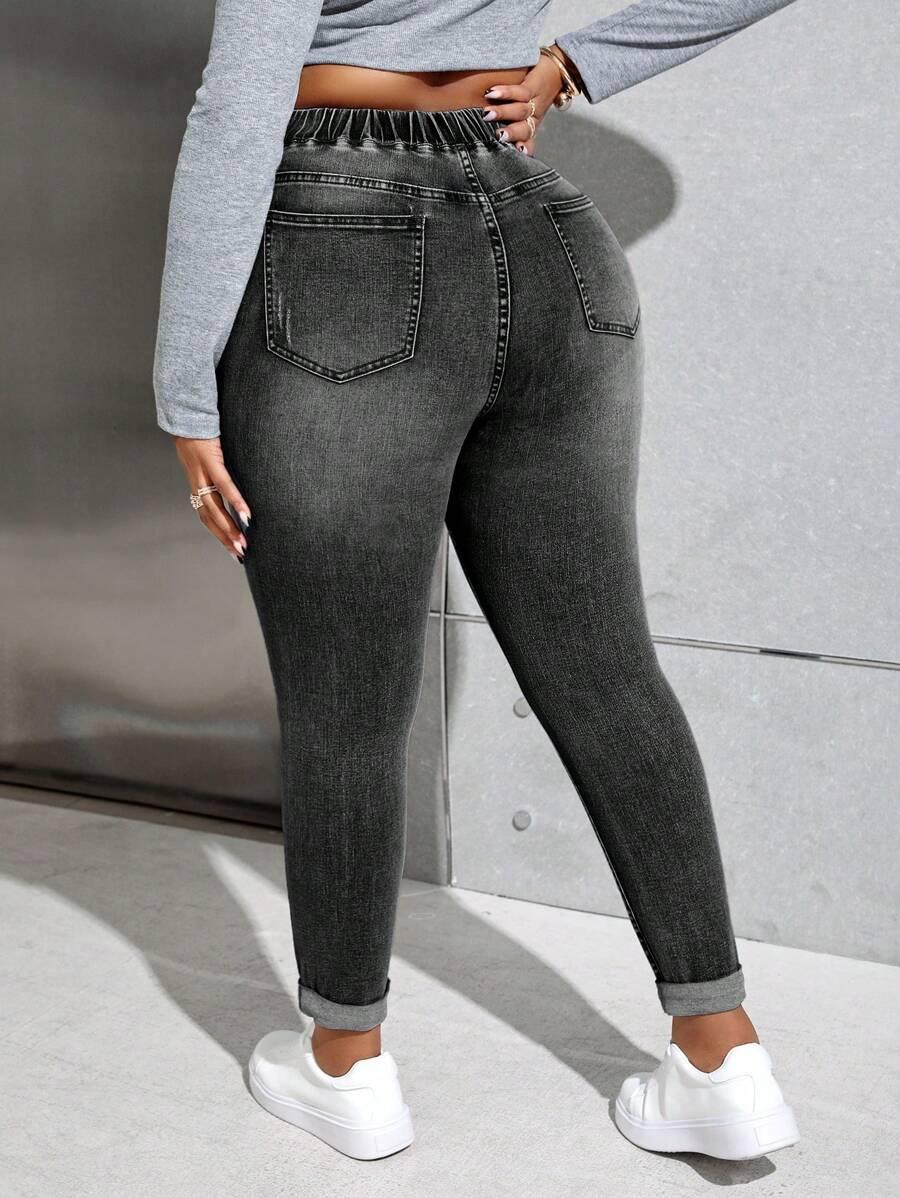 SHEIN SZARE SPODNIE WYSOKI STAN S06__50