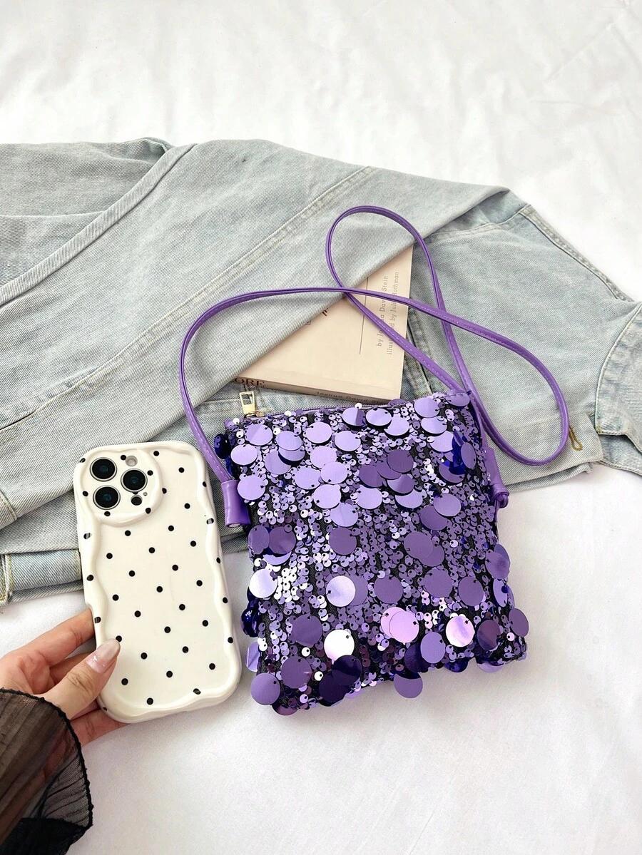 SHEIN FIOLETOWA TOREBKA CEKINY S07__17X18CM