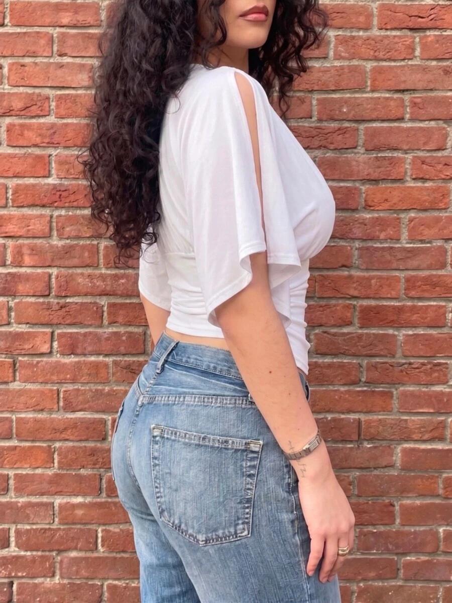 SHEIN BIAŁA BLUZKA V-NECK S06__M