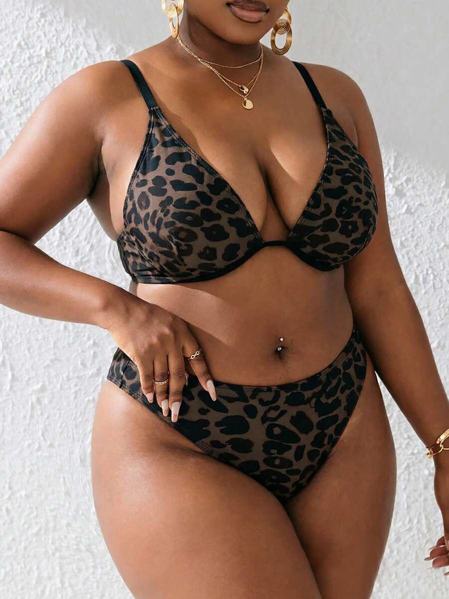 SHEIN DWUCZĘŚCIOWY STRÓJ KĄPIELOWY ANIMAL PRINT S09__XXL