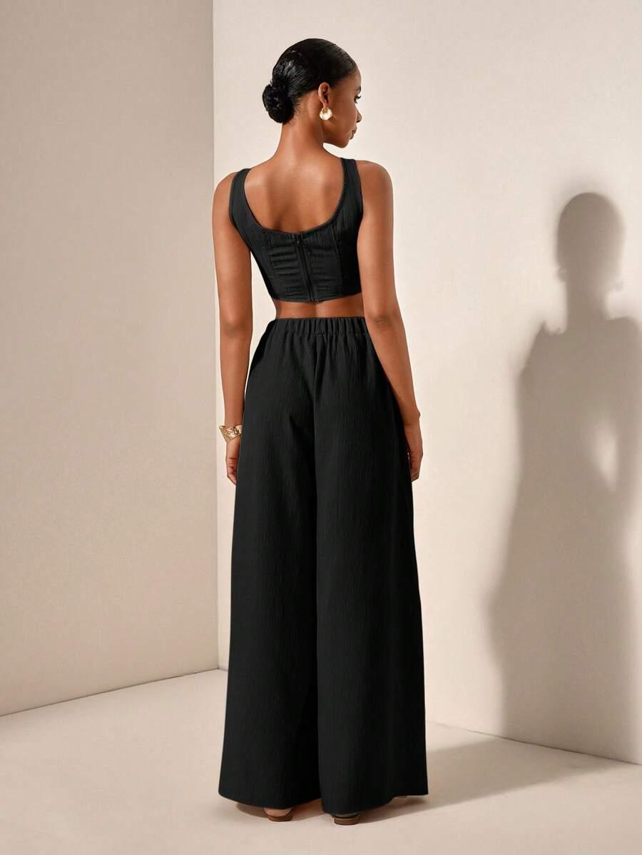 SHEIN CZARNY TOP NA RAMIĄCZKACH S06__L