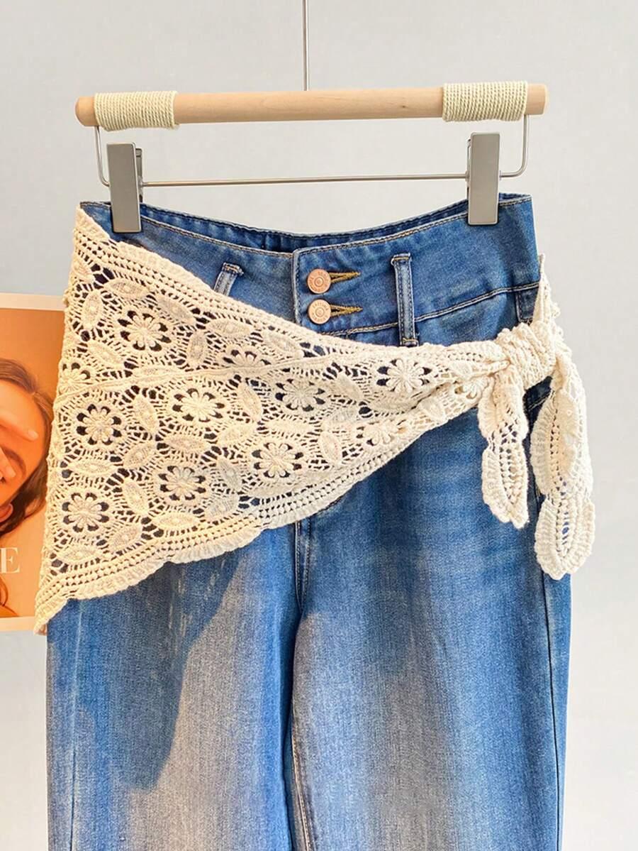 SHEIN BIAŁA CHUSTKA AŻUROWA S07