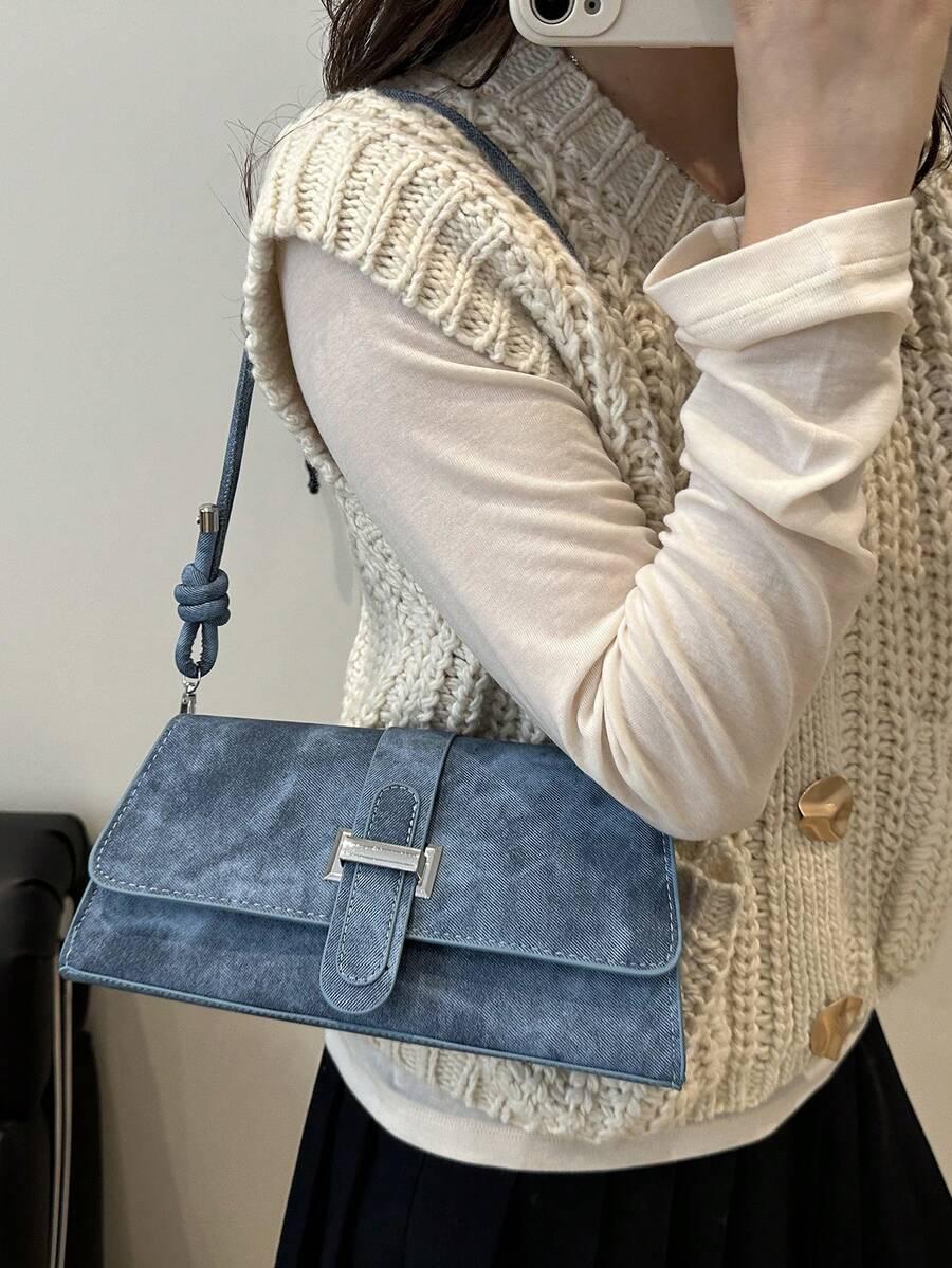 SHEIN NIEBIESKA TOREBKA NA RAMIĘ S07__27X8X13.5CM