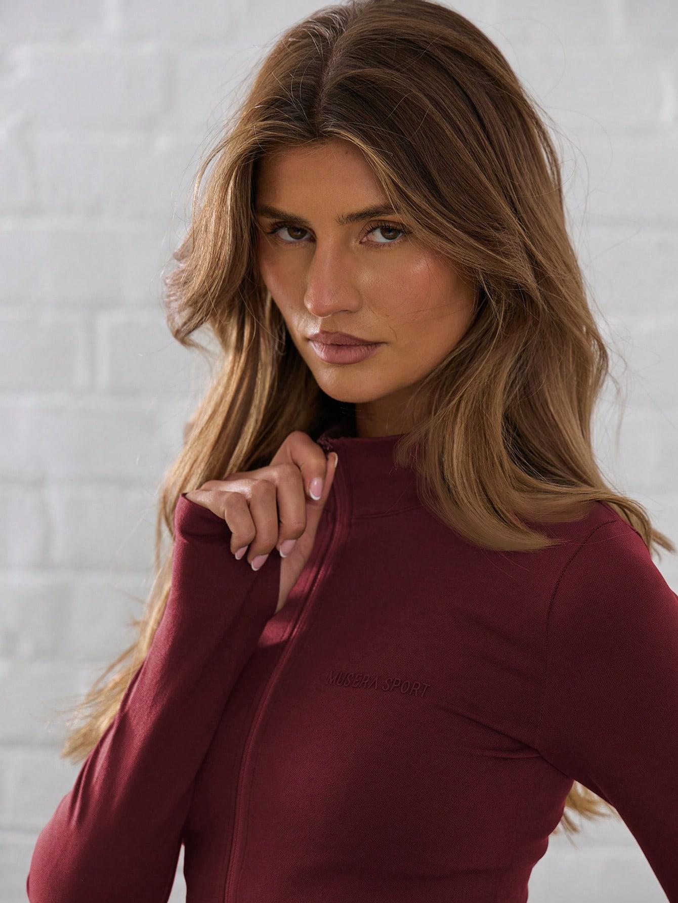 SHEIN BORDOWA BLUZA ZAMEK S06__M