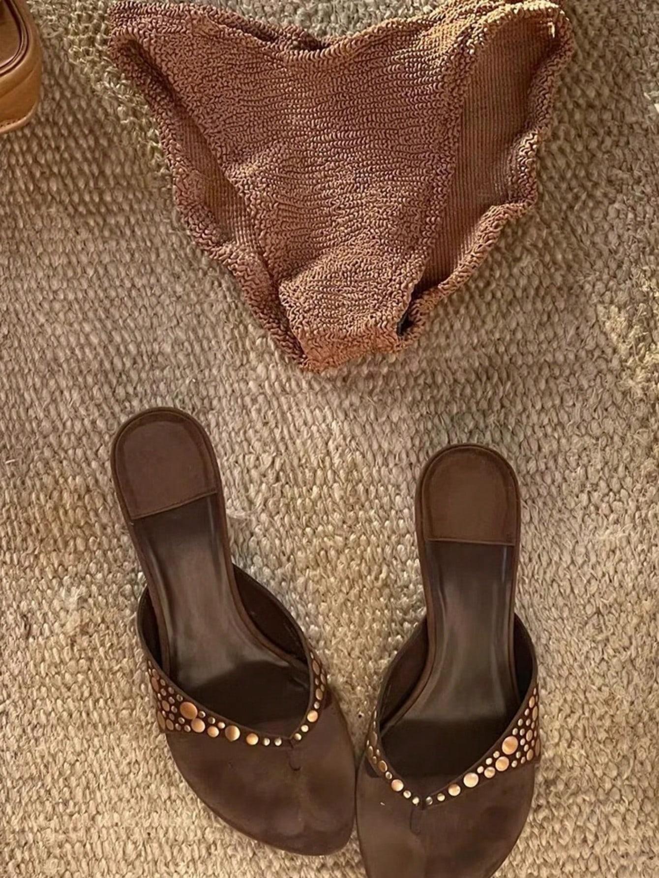 SHEIN-PLAYWRIGHT BRĄZOWE KLAPKI OBCAS S06__37,5