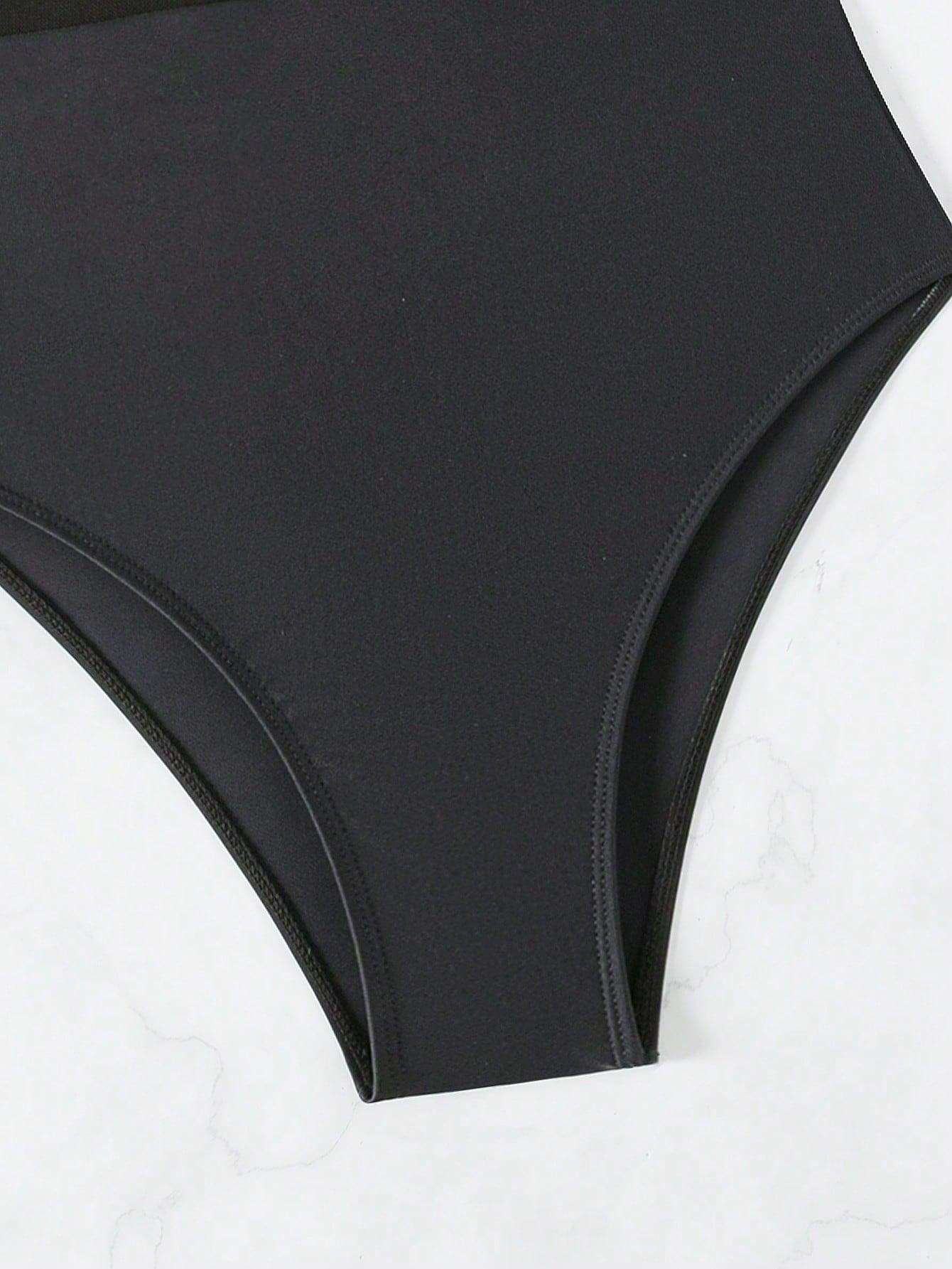 SHEIN CZARNY JEDNOCZĘŚCIOWY STRÓJ KĄPIELOWY S09__L