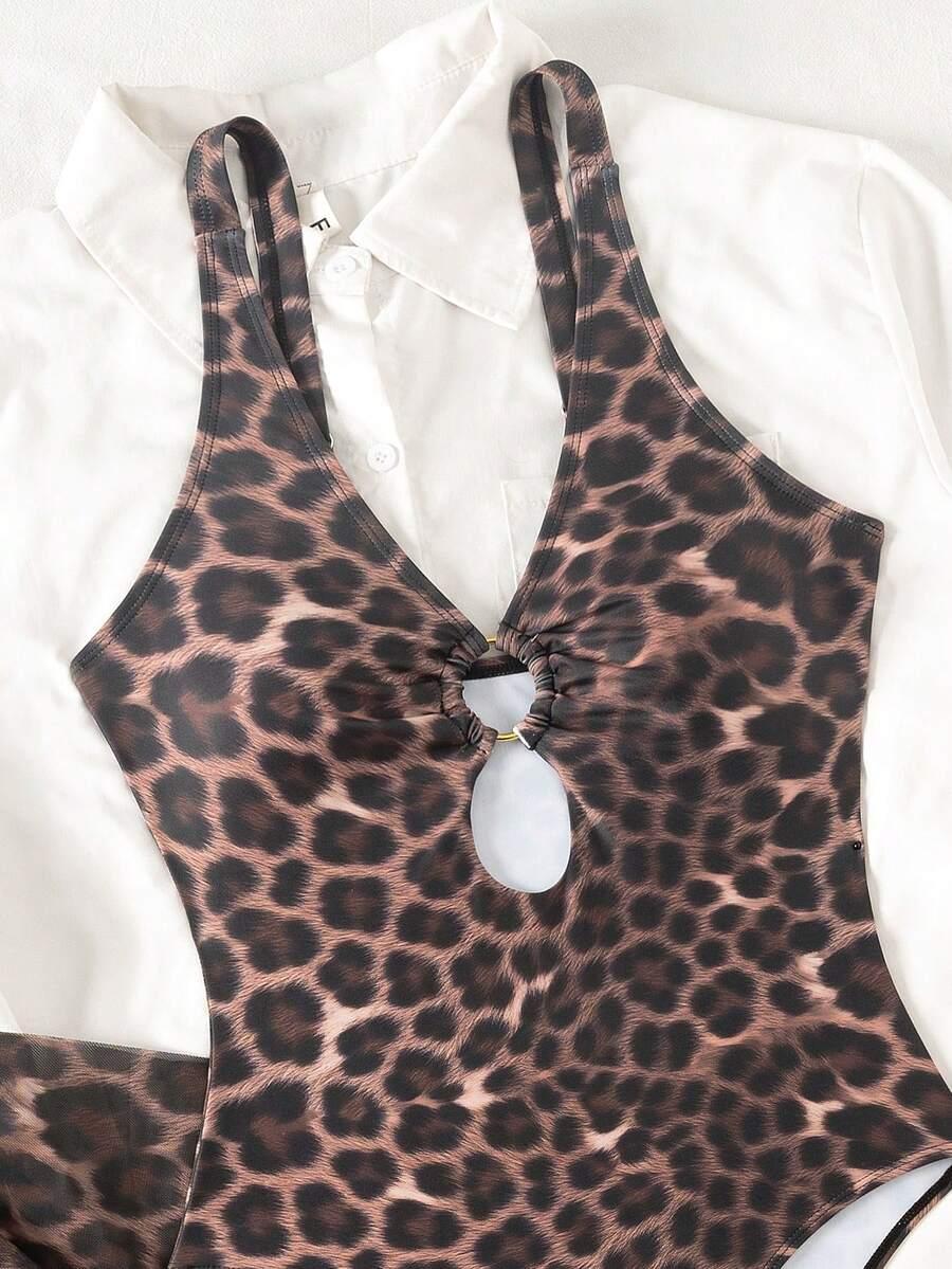 SHEIN JEDNOCZĘŚCIOWY STRÓJ KĄPIELOWY ANIMAL PRINT S09__M