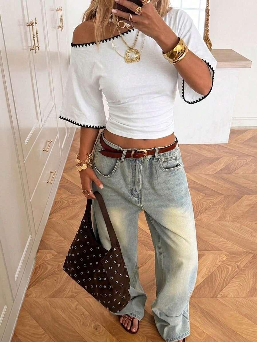 SHEIN BIAŁY ASYMETRYCZNY TOP S06__L