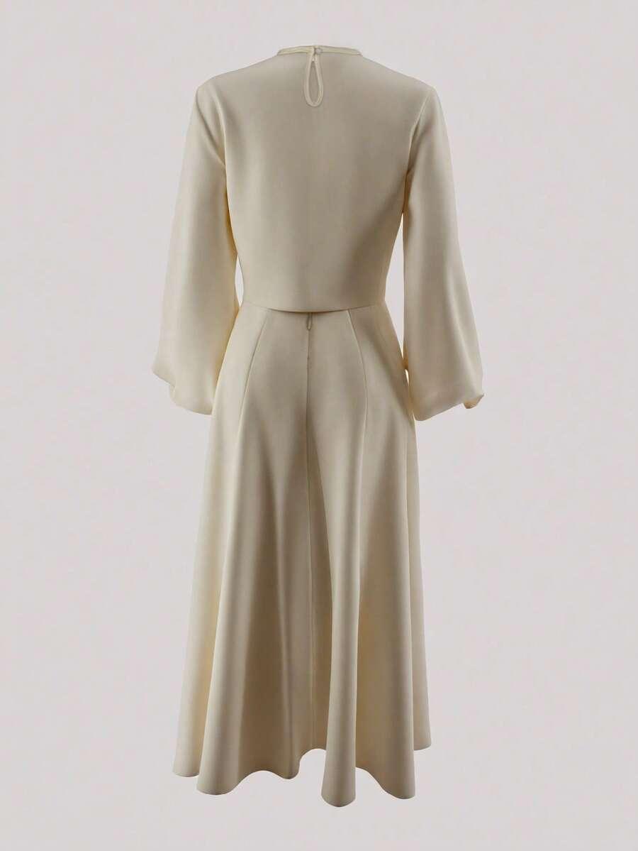 SHEIN KREMOWY KOMPLET BLUZKA MAXI SPÓDNICA S06__XL