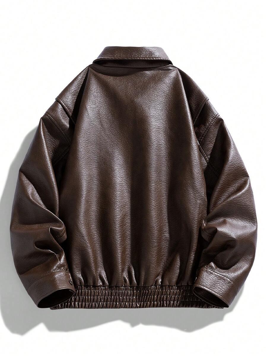 SHEIN BRĄZOWA KURTKA IMITACJA SKÓRY W01__3XL