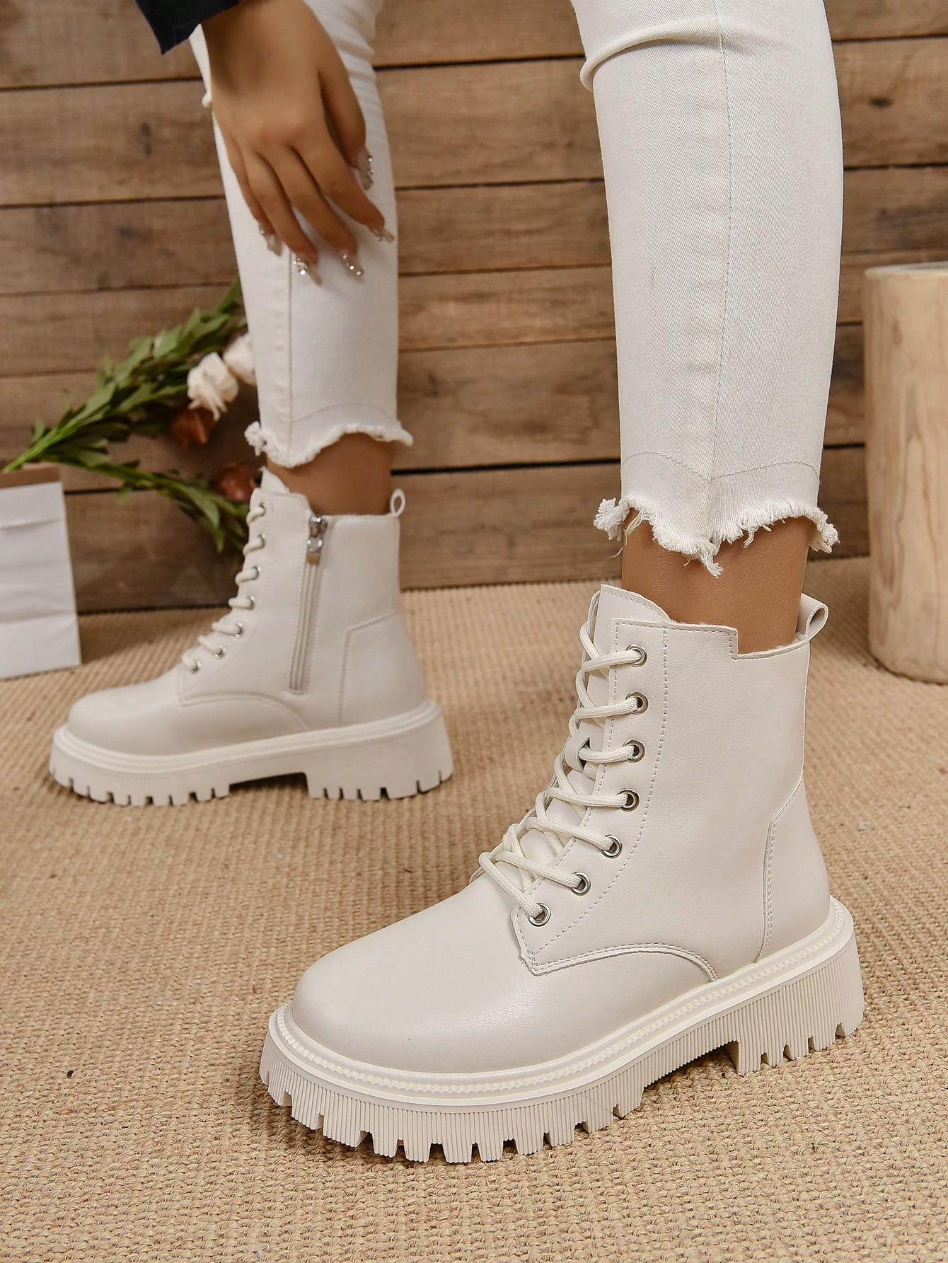 SHEIN BEŻOWE SZNUROWANE BOTKI W01__39