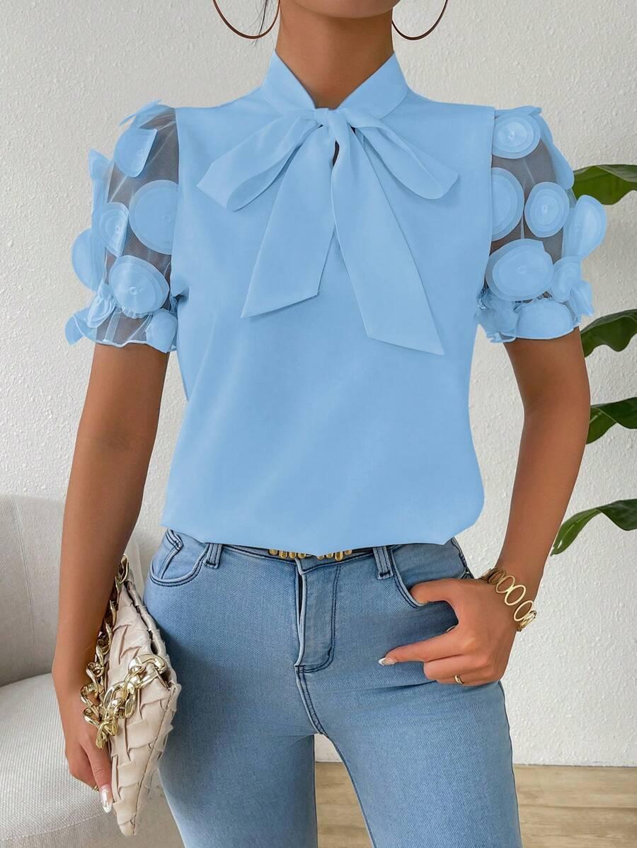 SHEIN NIEBIESKA BLUZKA KRÓTKI RĘKAW S06__XL