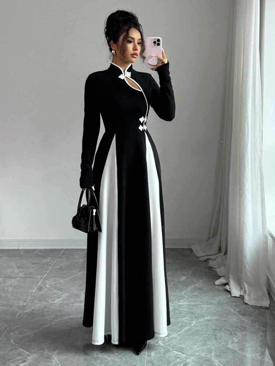 SHEIN MAXI SUKIENKA KONTRAST S06__M