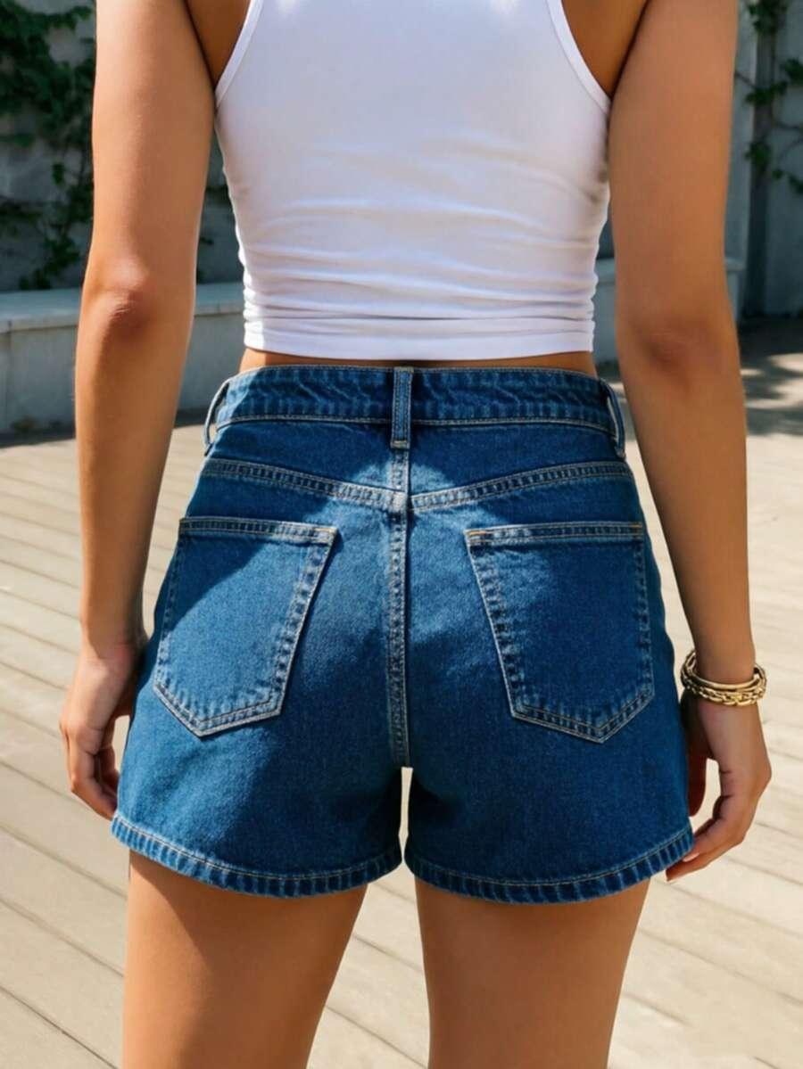 SHEIN KRÓTKIE SPODENKI JEANS KIESZENIE PK01__M