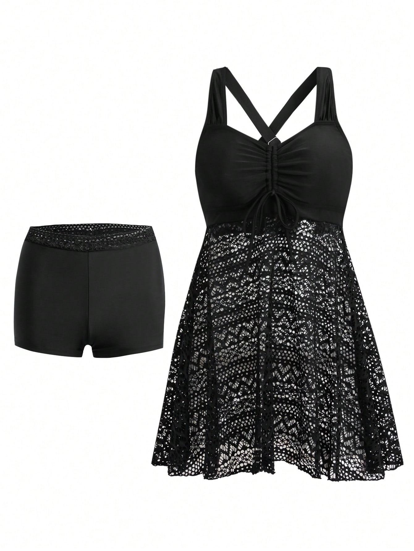 SHEIN CZARNY DWUCZĘŚCIOWY STRÓJ KĄPIELOWY S09__XL
