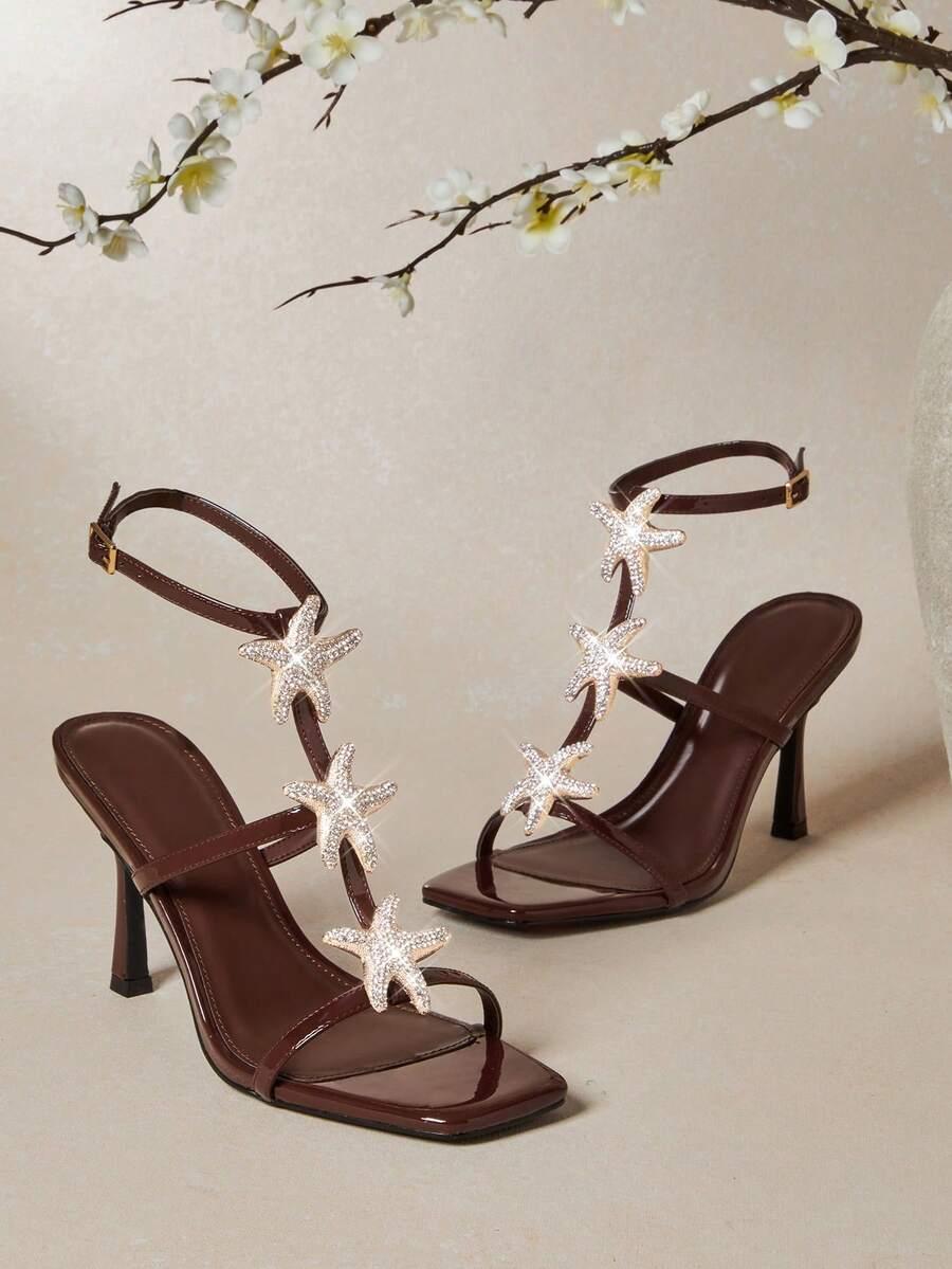 SHEIN BRĄZOWE SANDAŁY NA OBCASIE S06__38,5