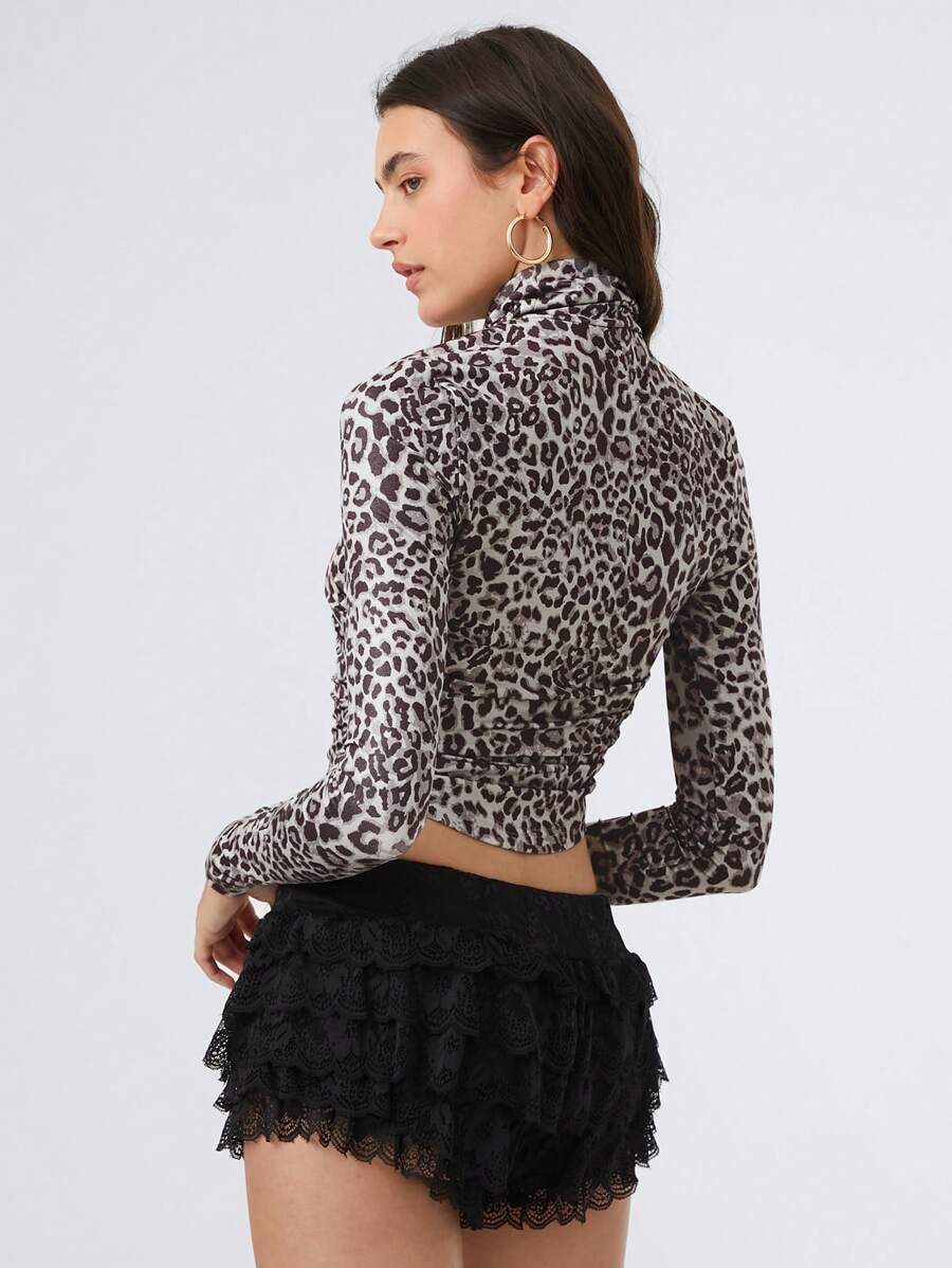 SHEIN BLUZKA DŁUGI RĘKAW ANIMAL PRINT S06__XS