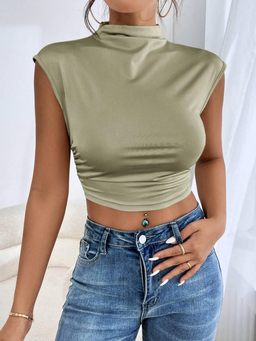 SHEIN ZIELONY CROP TOP PÓŁGOLF S06__M
