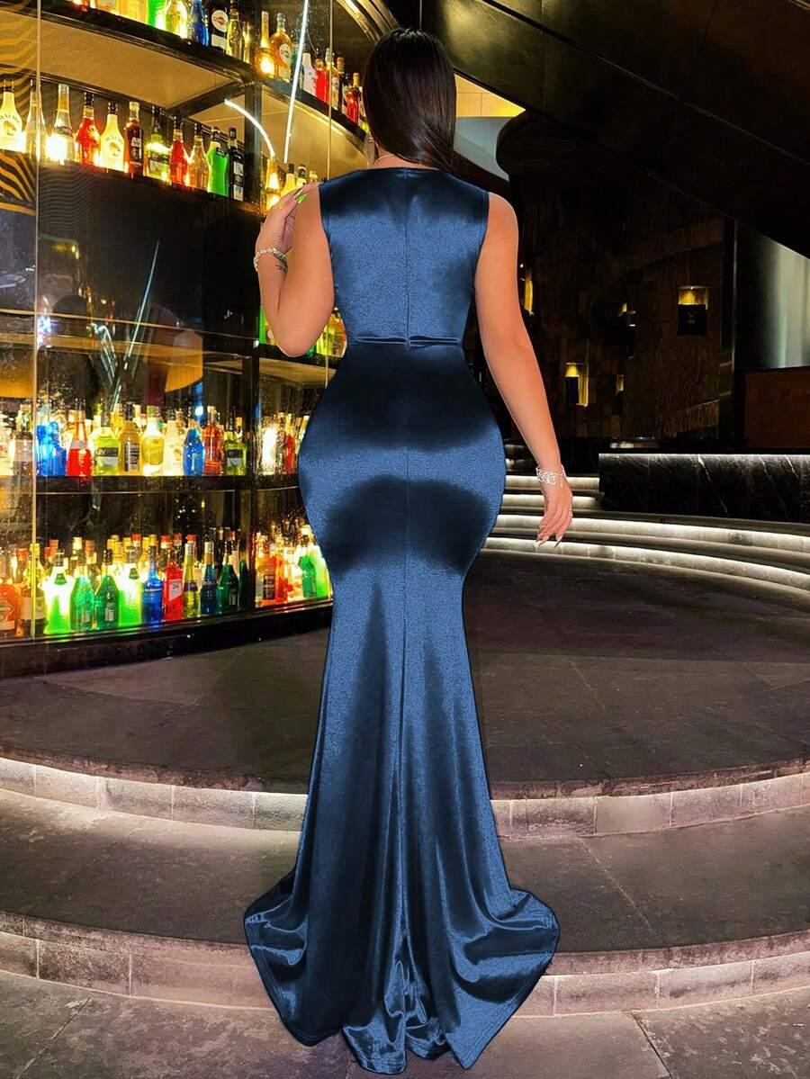 SHEIN NIEBIESKA MAXI SUKIENKA S06__L