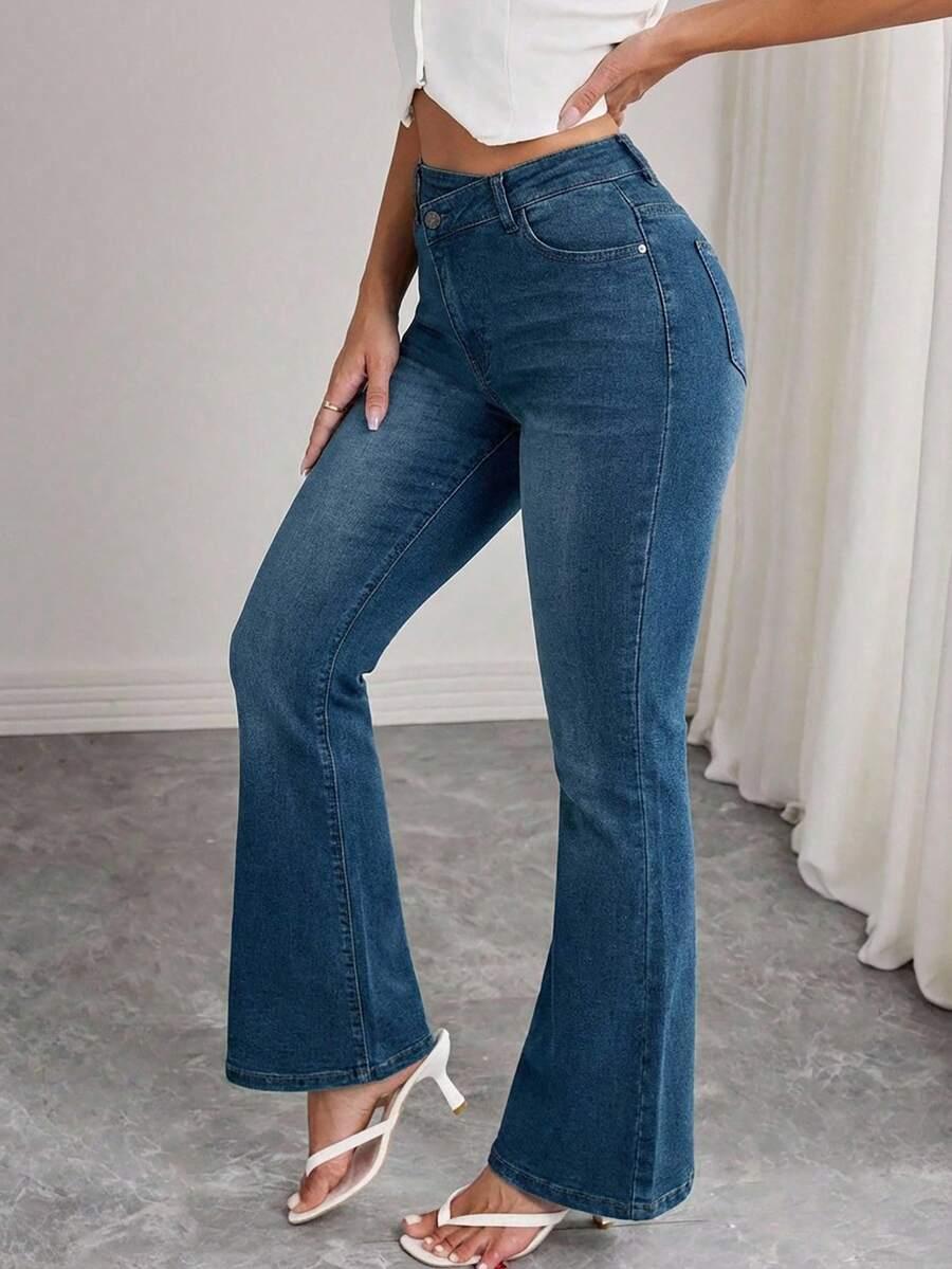 SHEIN SPODNIE JEANS TYPU DZWONY S06__XL