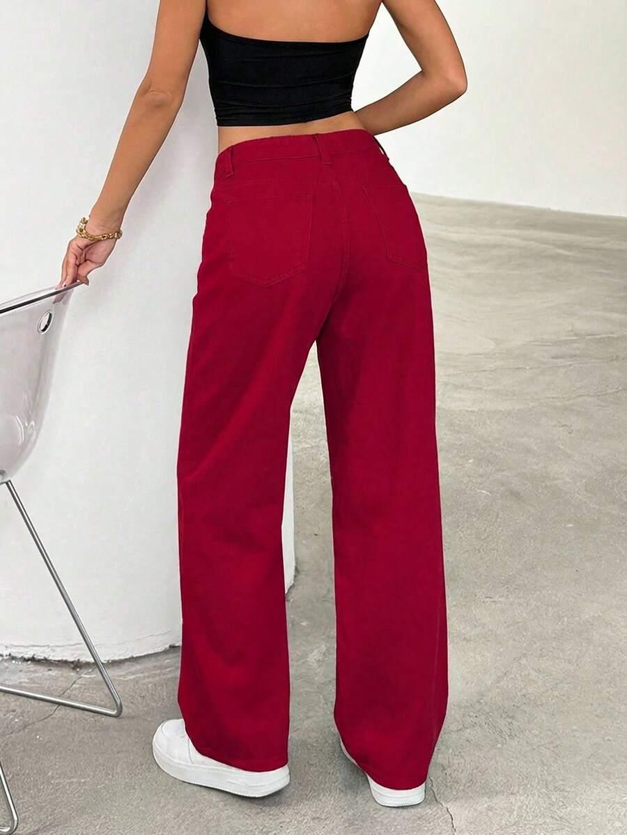 SHEIN CZERWONE SPODNIE JEANS S06__S
