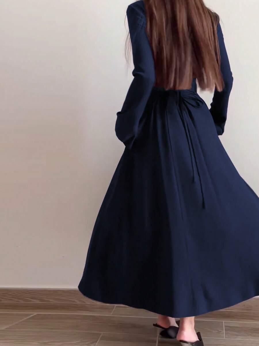 SHEIN GRANATOWA MAXI SUKIENKA S06__S