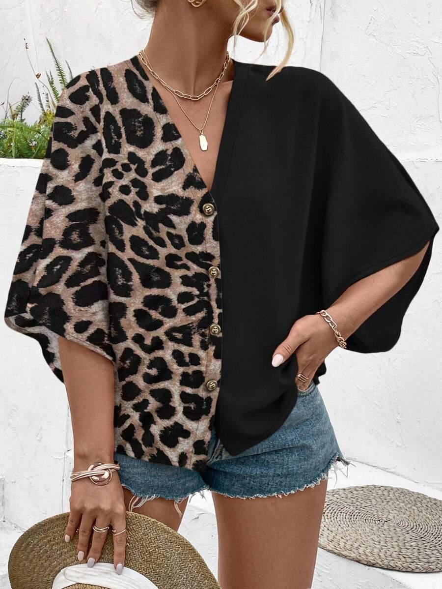 SHEIN KOSZULA KRÓTKI RĘKAW ANIMAL PRINT S06__XXL