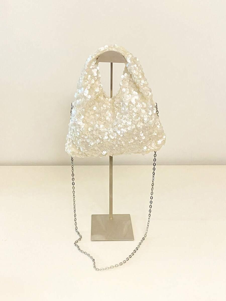 SHEIN BIAŁA TOREBKA CEKINY S07__28X3X28CM