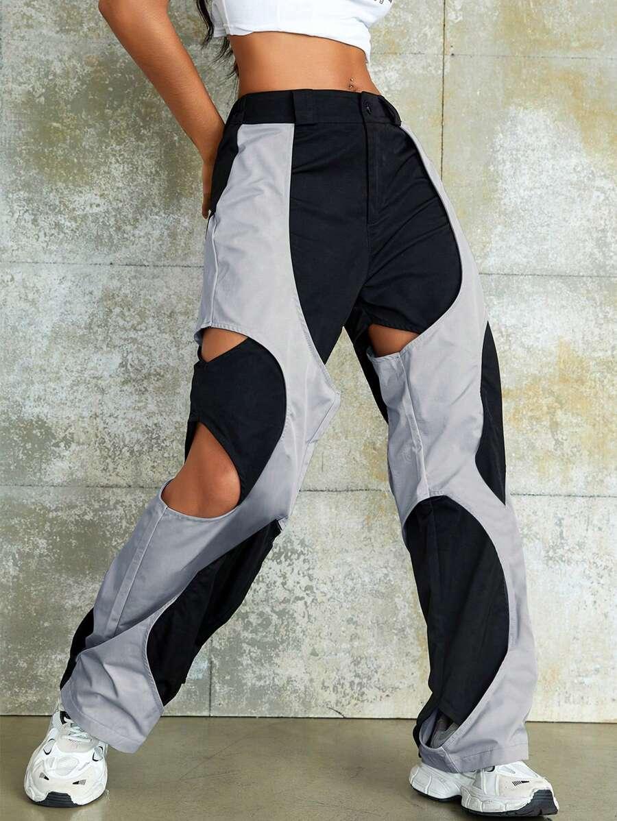 SHEIN SPODNIE Z WYCIĘCIAMI S06__L