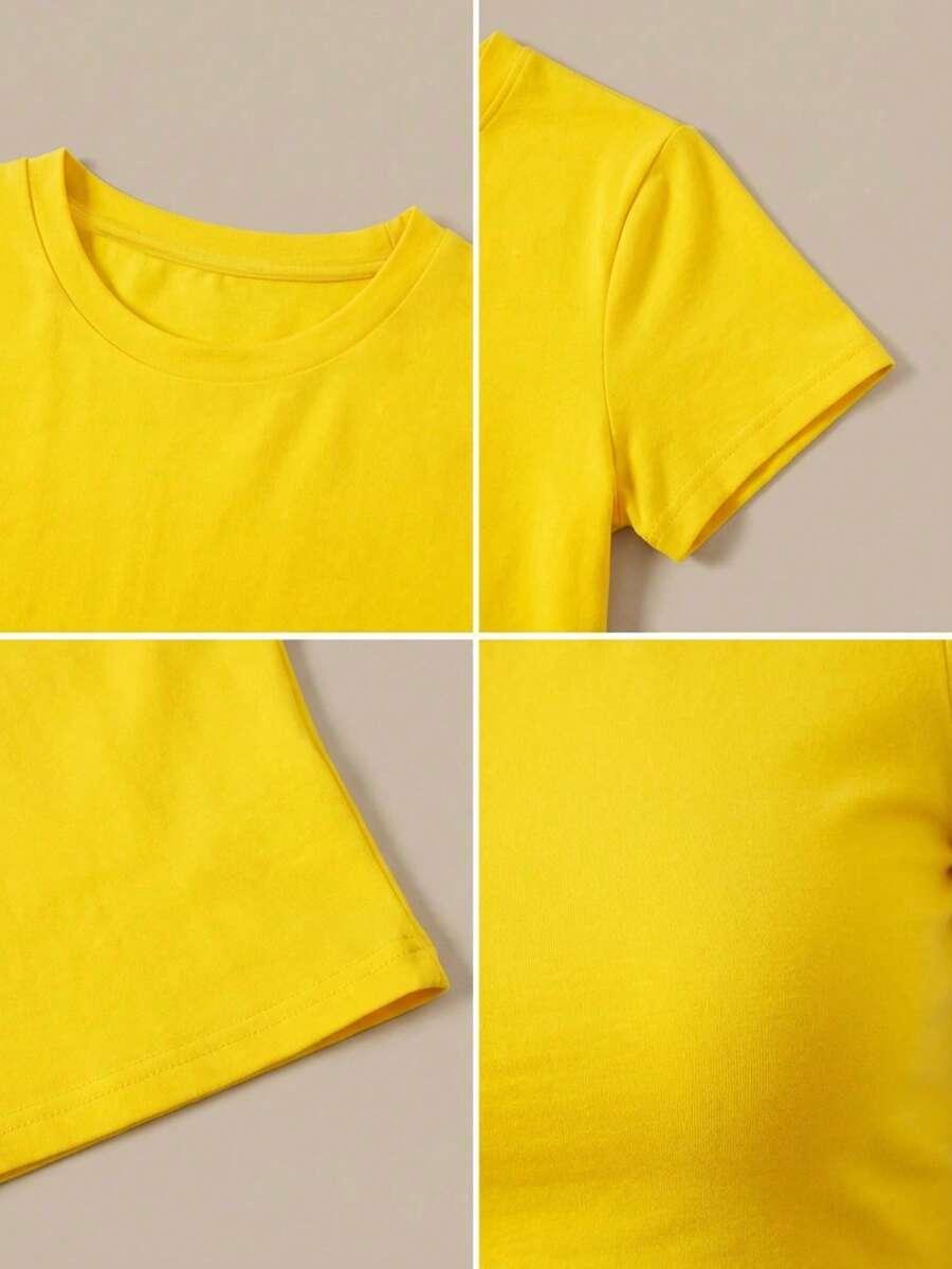 SHEIN ŻÓŁTY TOP KRÓTKI RĘKAW S06__S