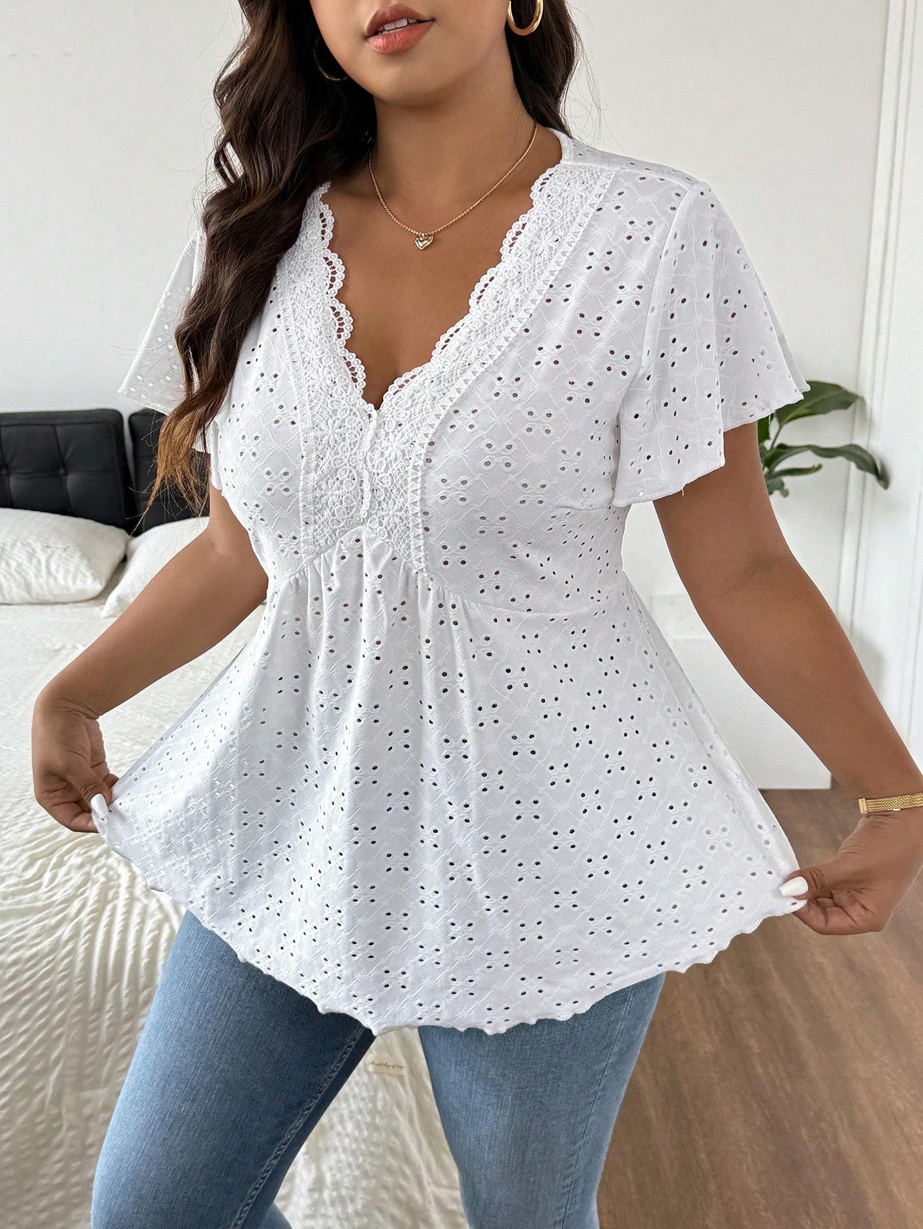 SHEIN BIAŁA BLUZKA KRÓTKI RĘKAW S06__48