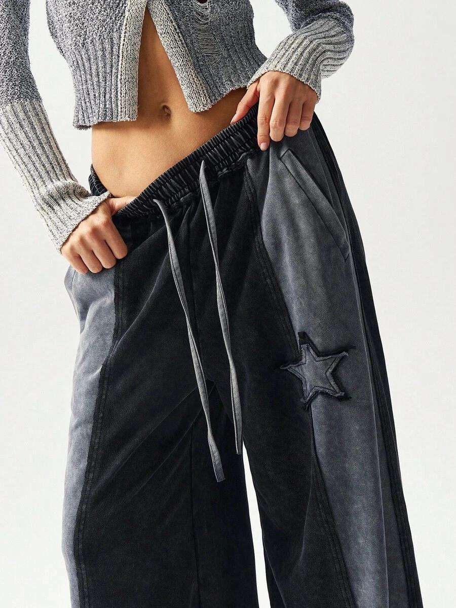 SHEIN SZEROKIE SPODNIE DRESOWE GWIAZDY PK01__L