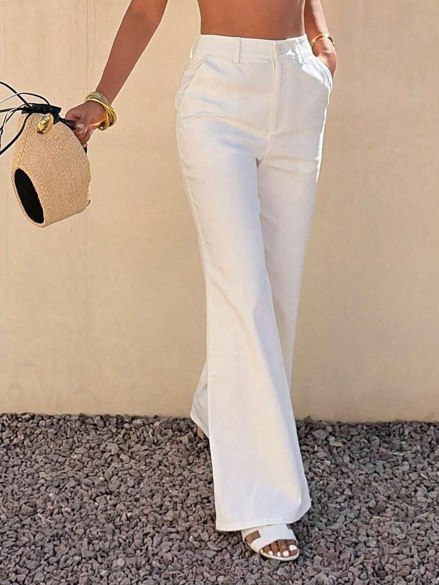 DAZY BIAŁE SPODNIE JEANS S06__L