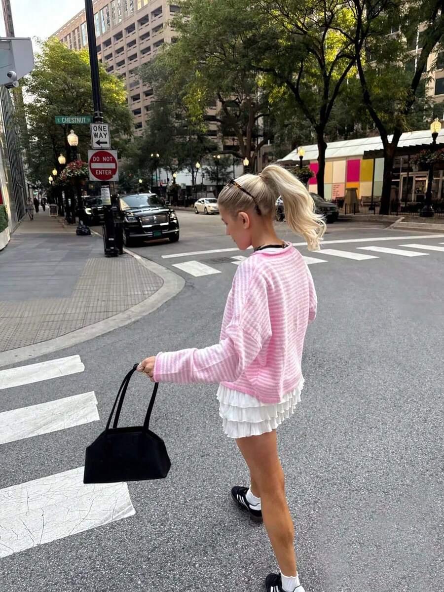 SHEIN RÓŻOWY SWETER GUZIKI S06__M